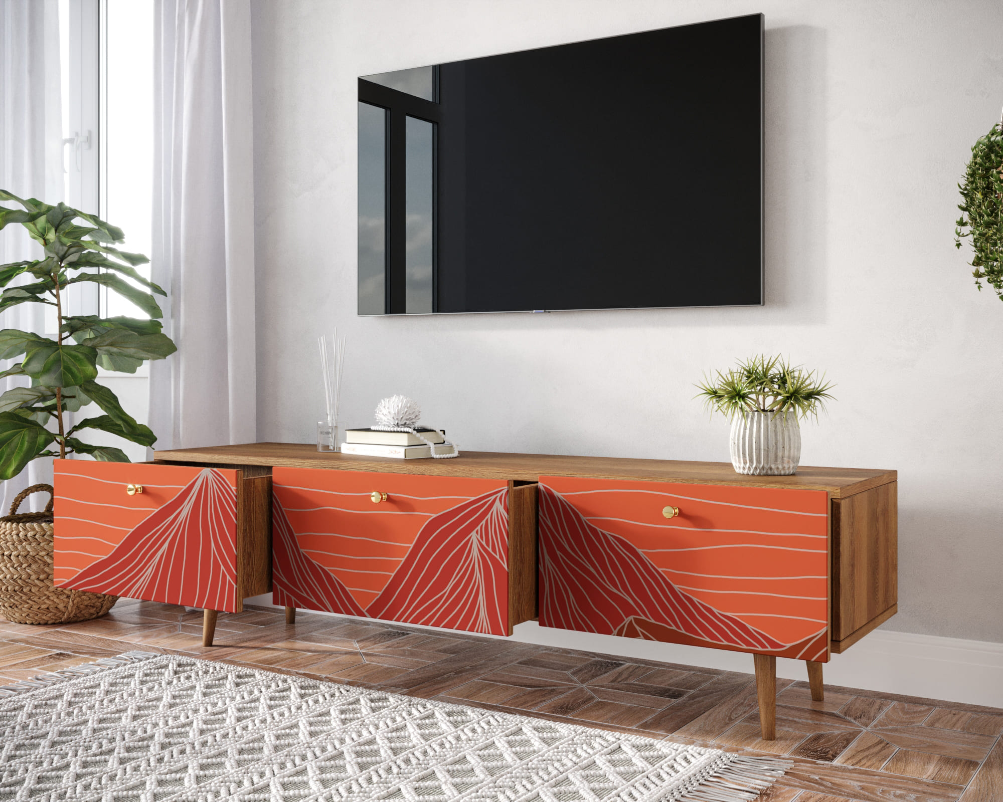 купить Комод "Berber" с ящиками низкий под TV 49 принт арт BB19/Print_49 в Москве купить Комод "Berber" с ящиками низкий под TV 49 принт арт BB19/Print_49