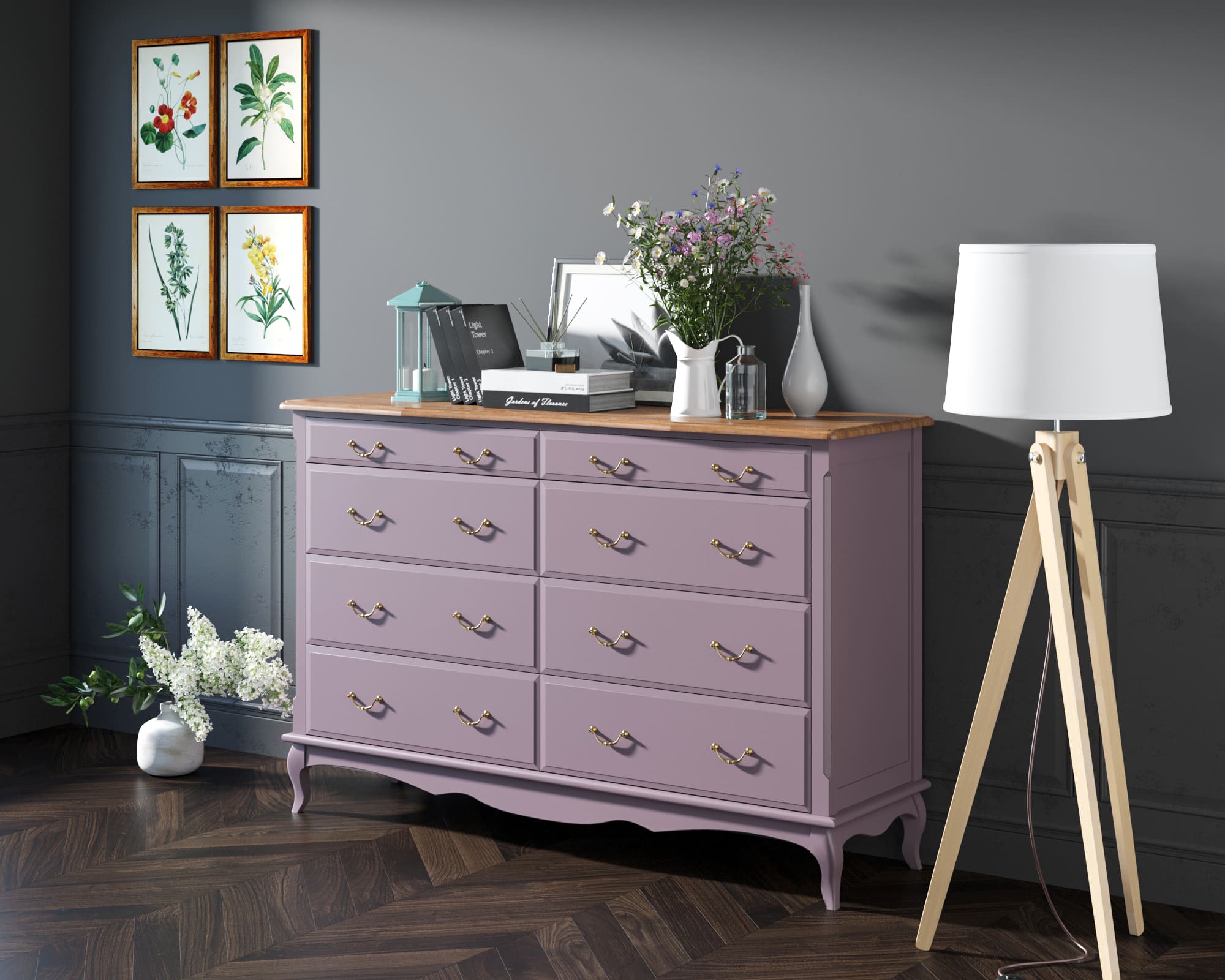 заказать Комод Leontina Lavanda на восемь ящиков арт ST9316/2L в Москве заказать Комод Leontina Lavanda на восемь ящиков арт ST9316/2L