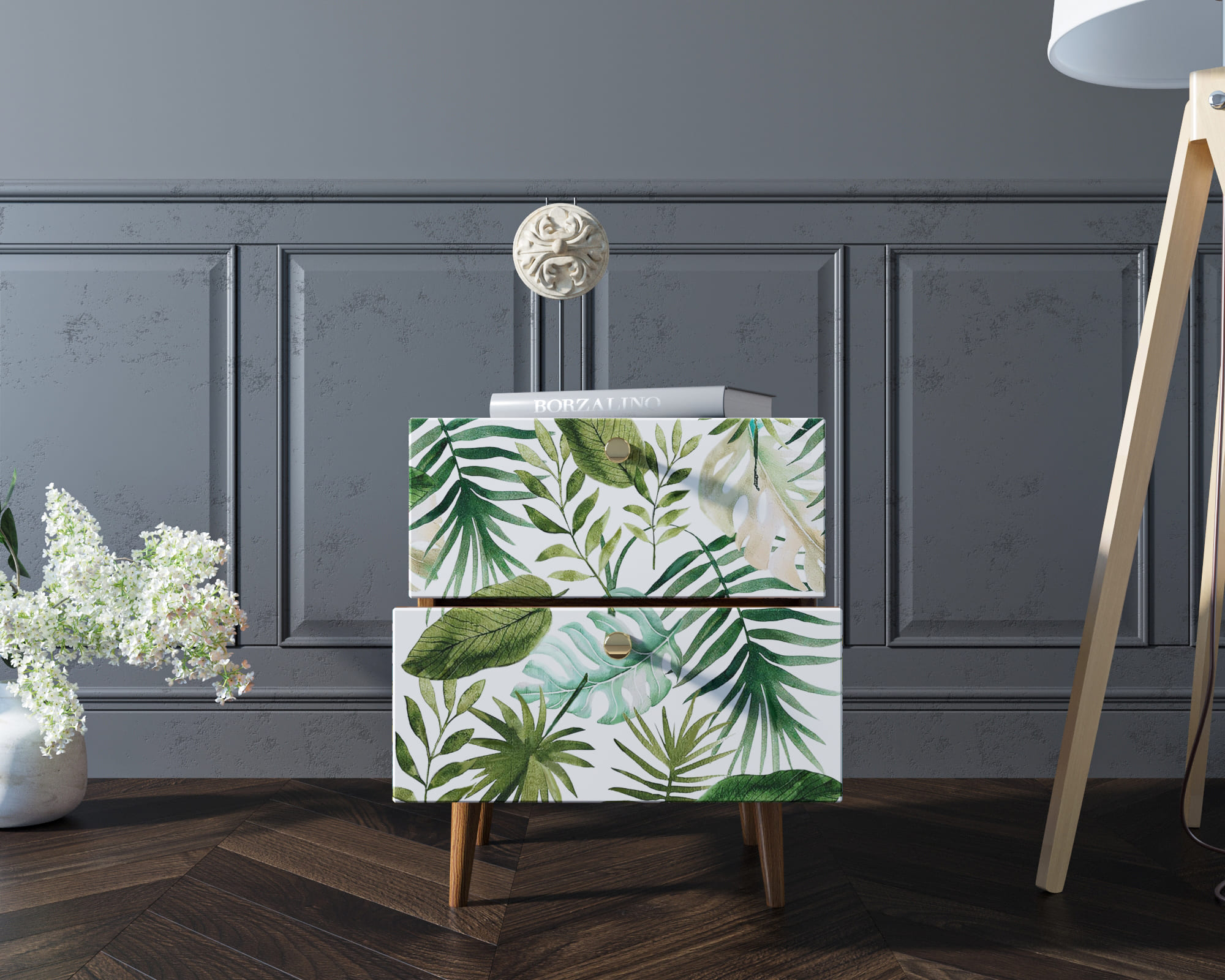 Тумбочка "Berber" с двумя ящиками 4 принт арт BB03/Print_04, разноцветная в интернет-магазине