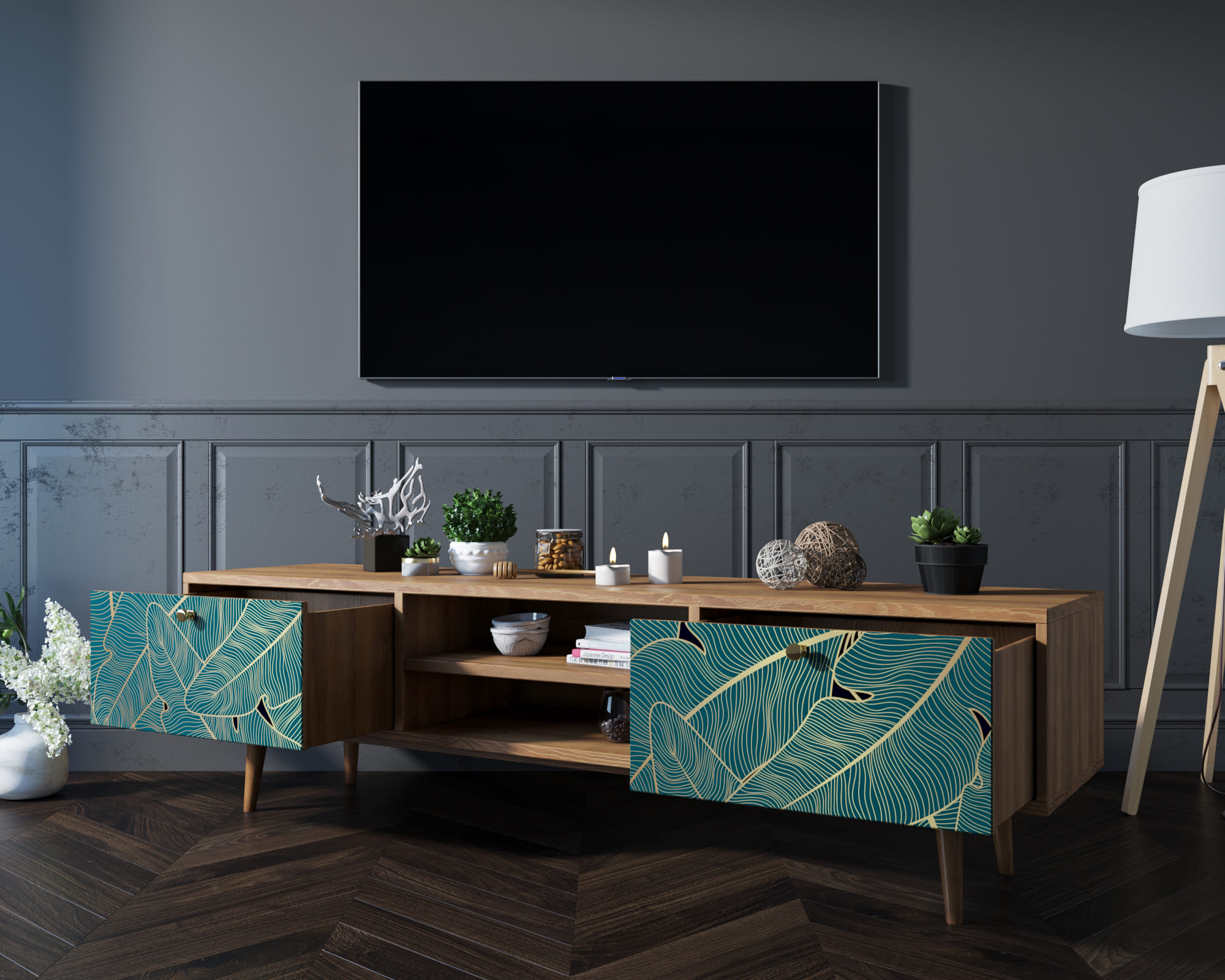 купить Комод "Berber" с нишей низкий под TV арт BB49/Print_41