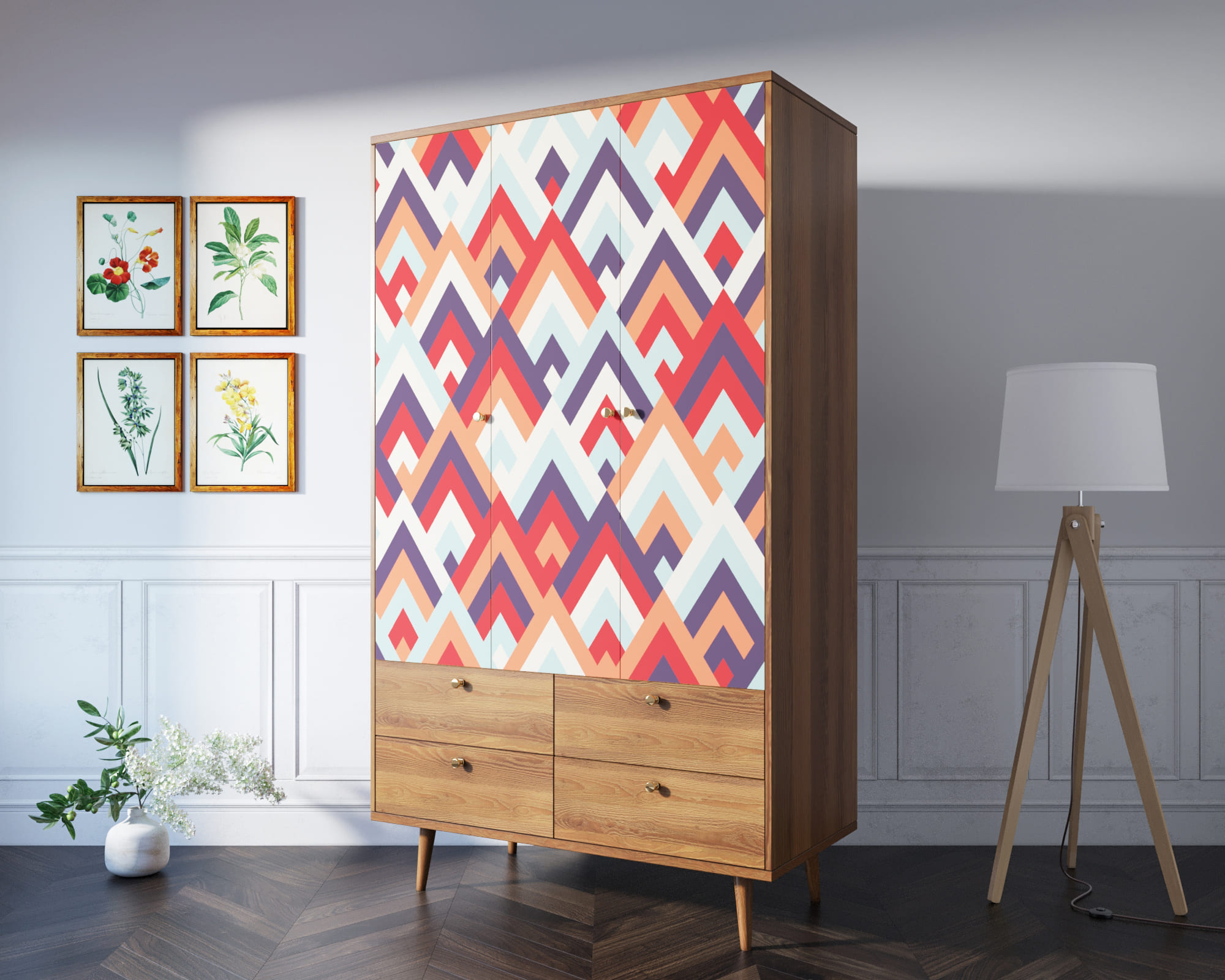 фото Шкаф трехстворчатый "Berber" принт 2 арт BB02/Print_02