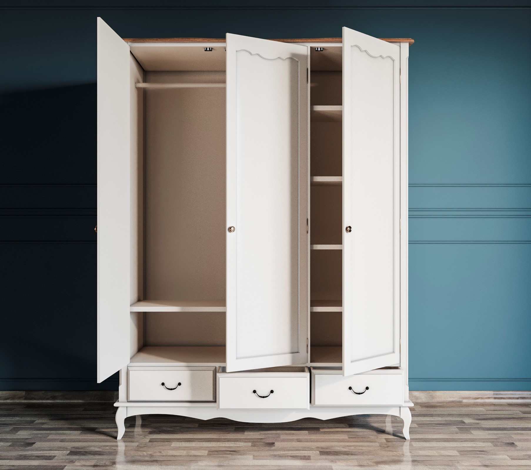 купить Шкаф Leontina для одежды трехстворчатый с ящиками арт ST9327KR/3