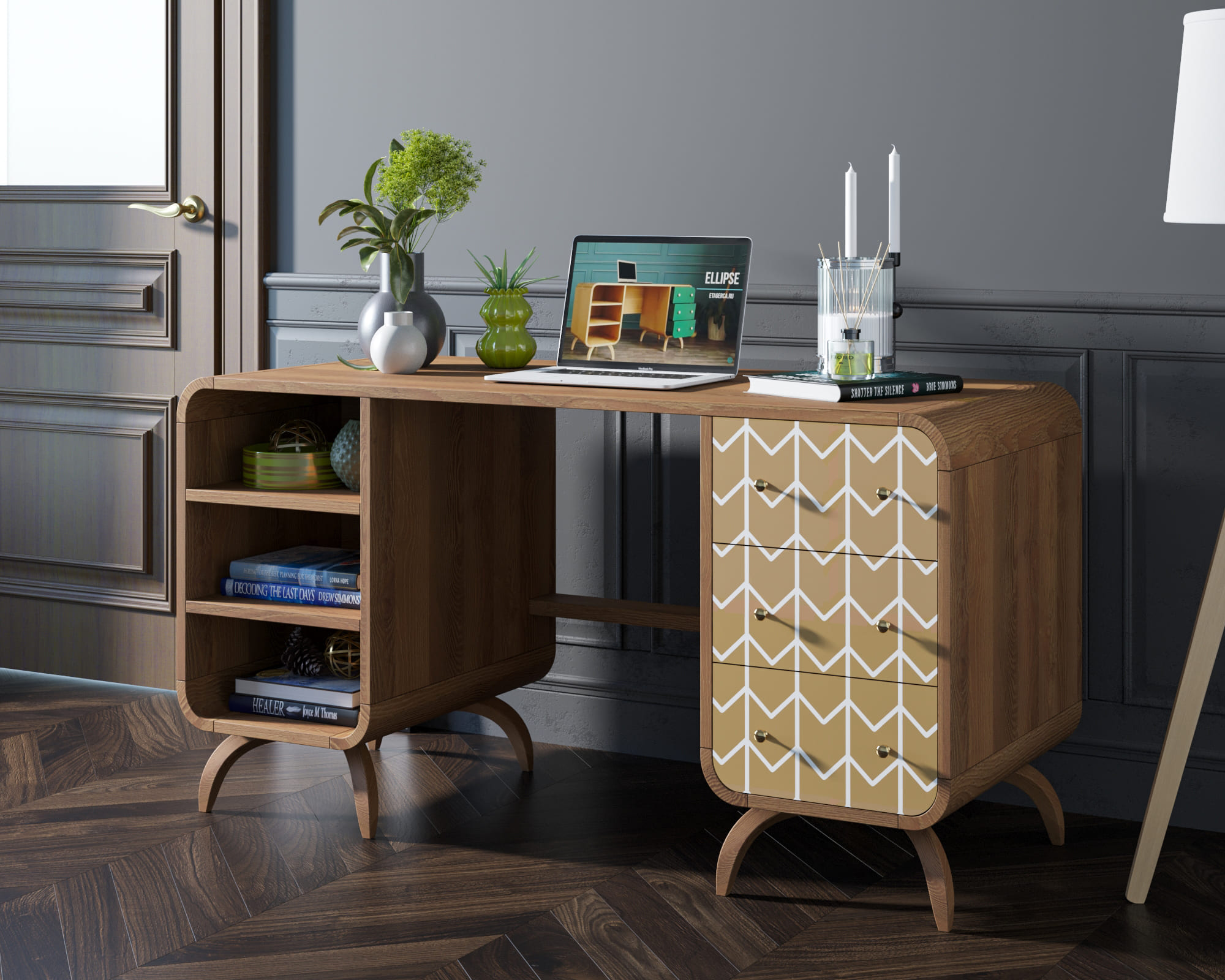 заказать Рабочий стол в Скандинавском стиле "Ellipse print" принт 1 арт EL08/print_1