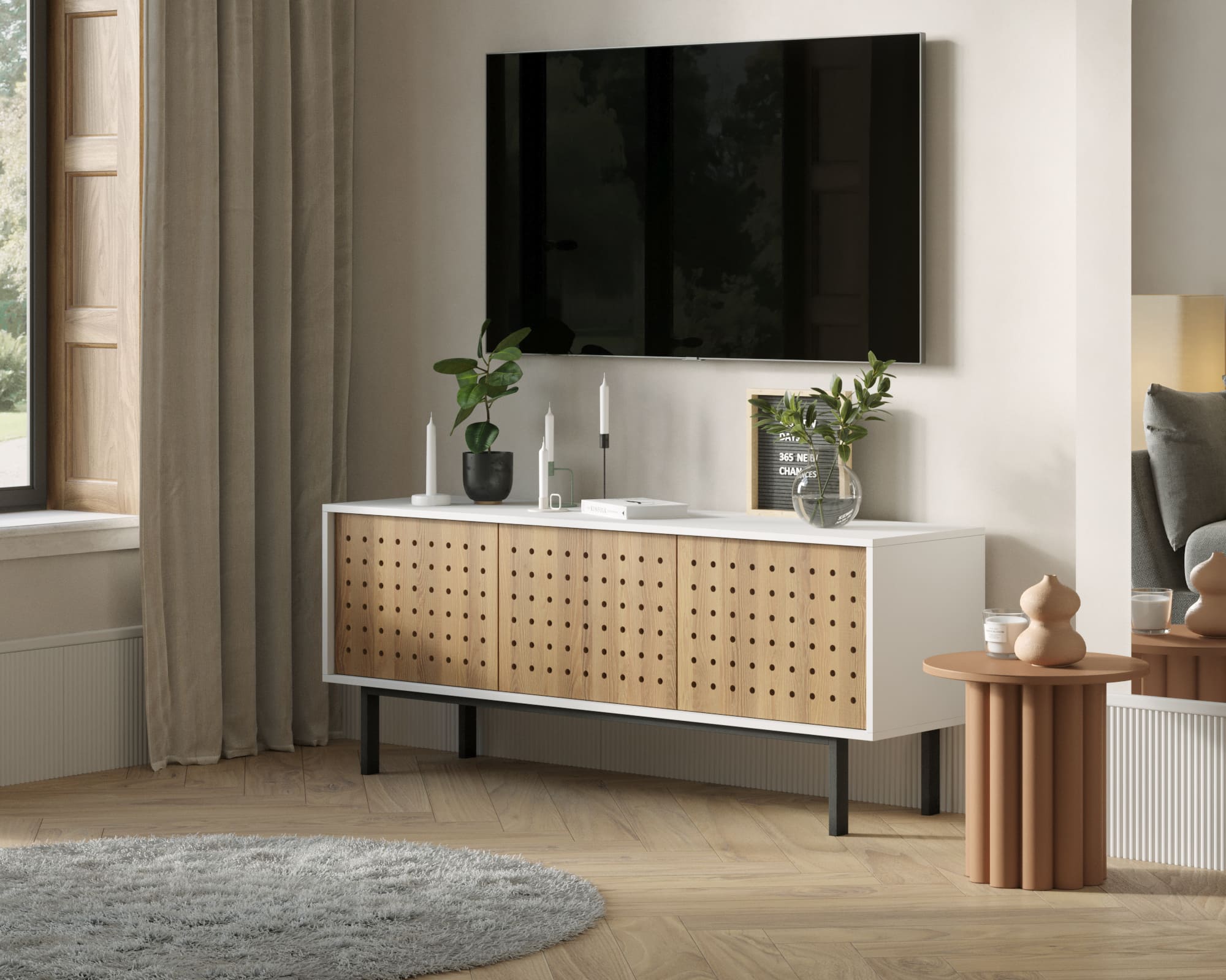 заказать Комод под TV с тремя дверками KOTO арт KT07