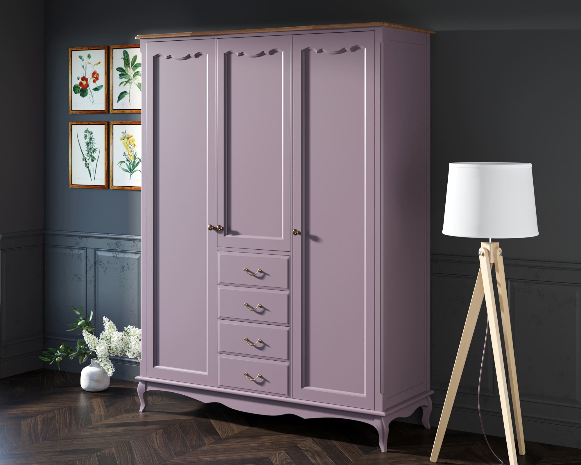 заказать Шкаф Leontina Lavanda для одежды с ящиками арт ST9327/34L в Москве заказать Шкаф Leontina Lavanda для одежды с ящиками арт ST9327/34L