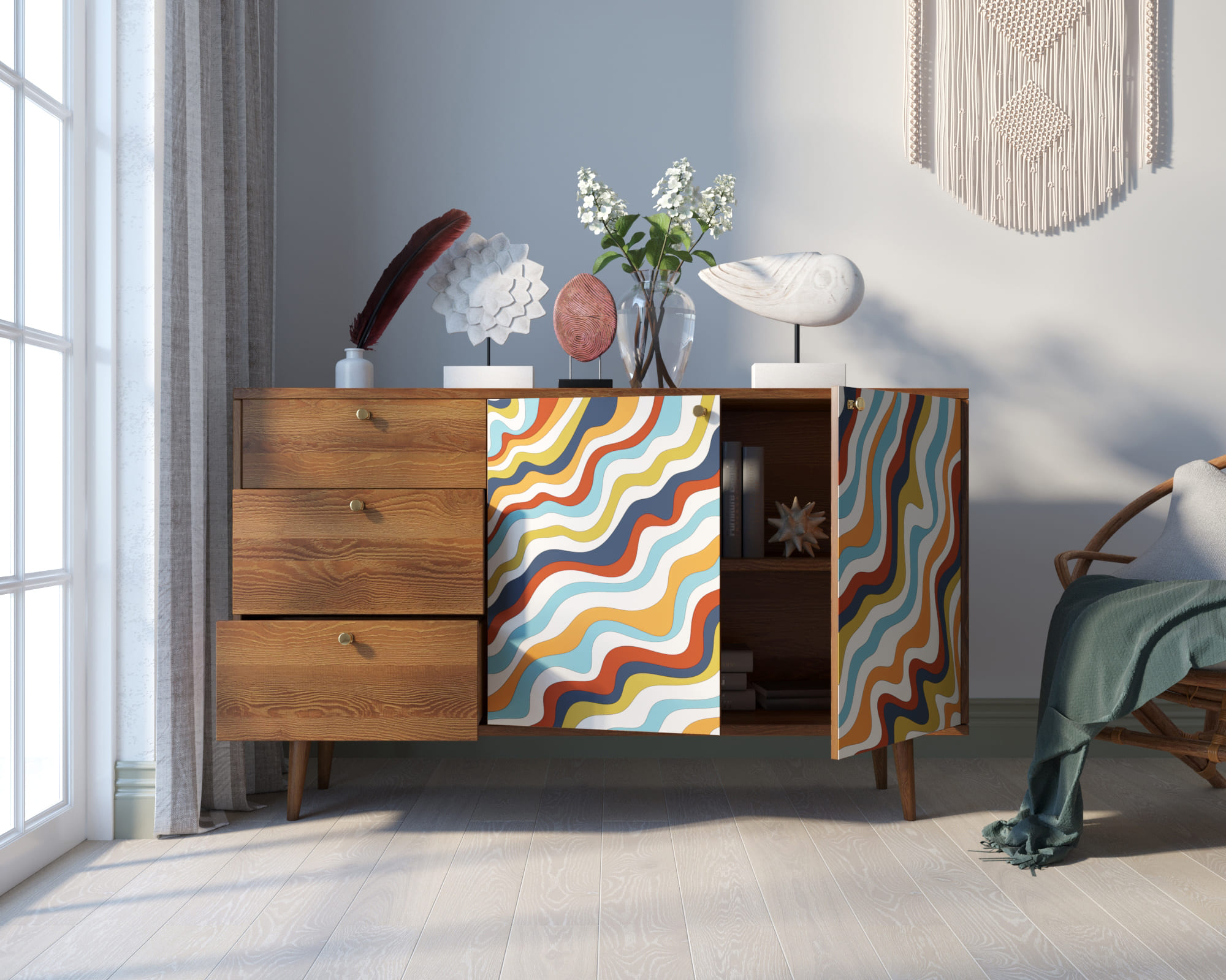 Комод "Berber" с двумя дверками и ящиками 21 принт арт BB05/Print_21 в интернет-магазине