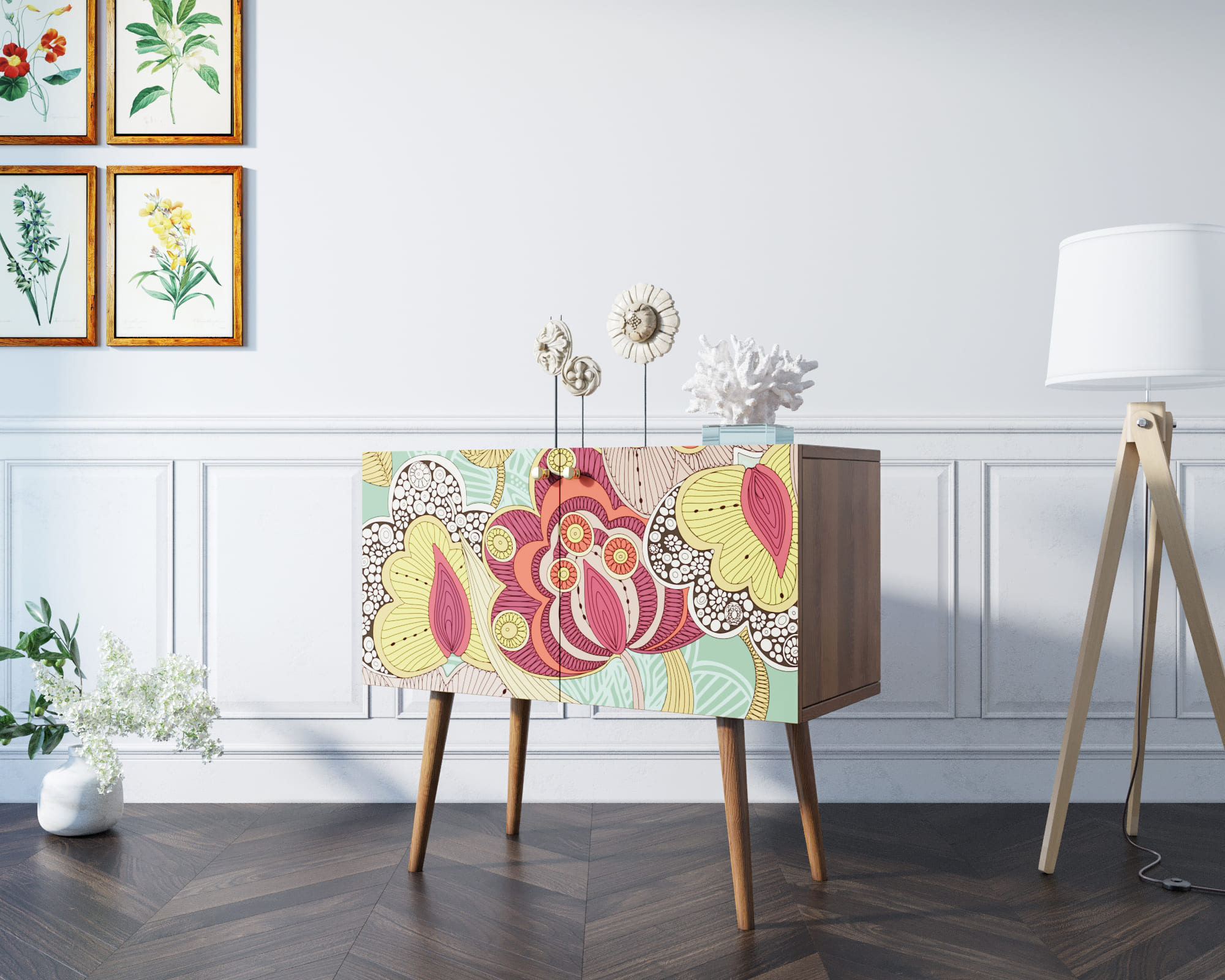 Комод на высоких ножках "Berber" малый 6 принт арт BB13/Print_06 в интернет-магазине