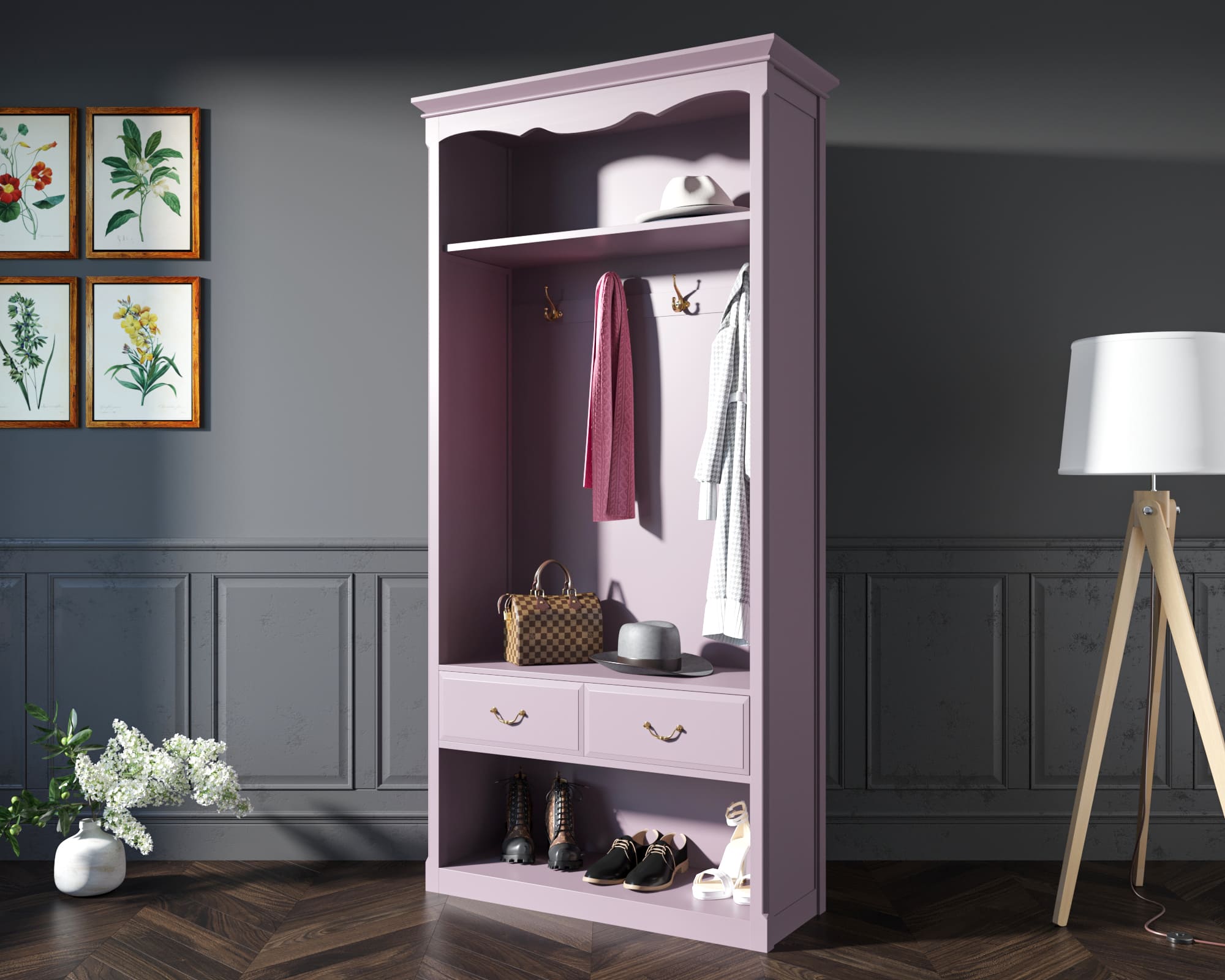 Шкаф-прихожая Leontina Lavanda открытая арт ST9360L в интернет-магазине