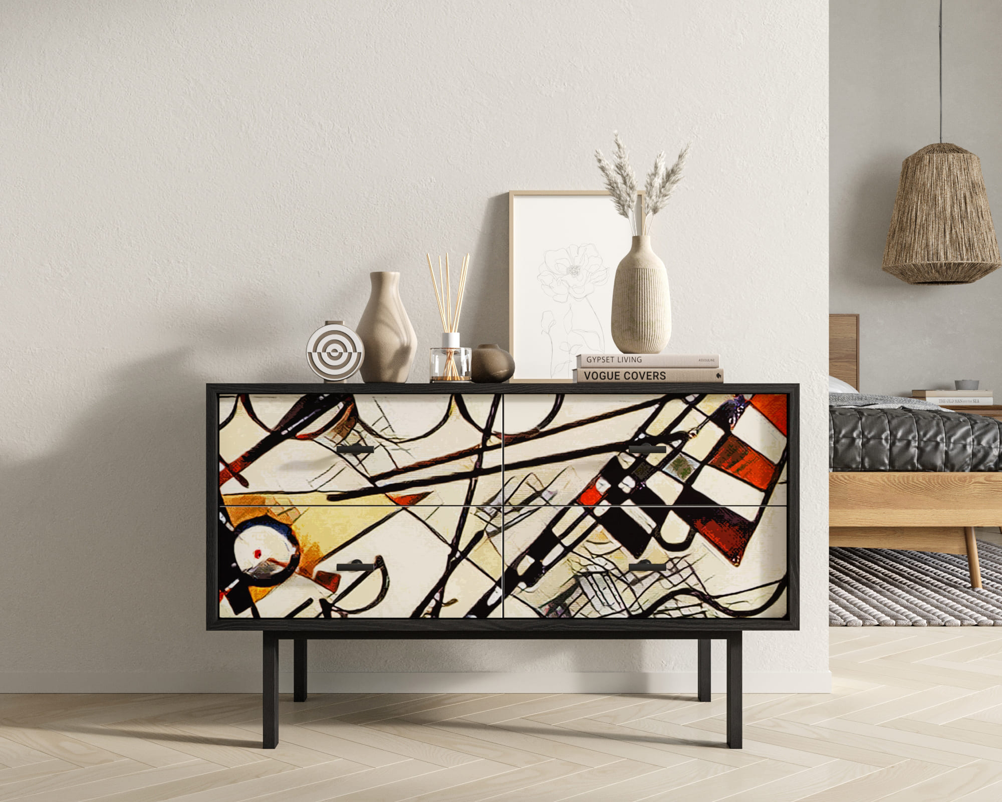 Комод с четырьмя ящиками "Emerson" by Kandinsky арт EM05/Print_01 в интернет-магазине