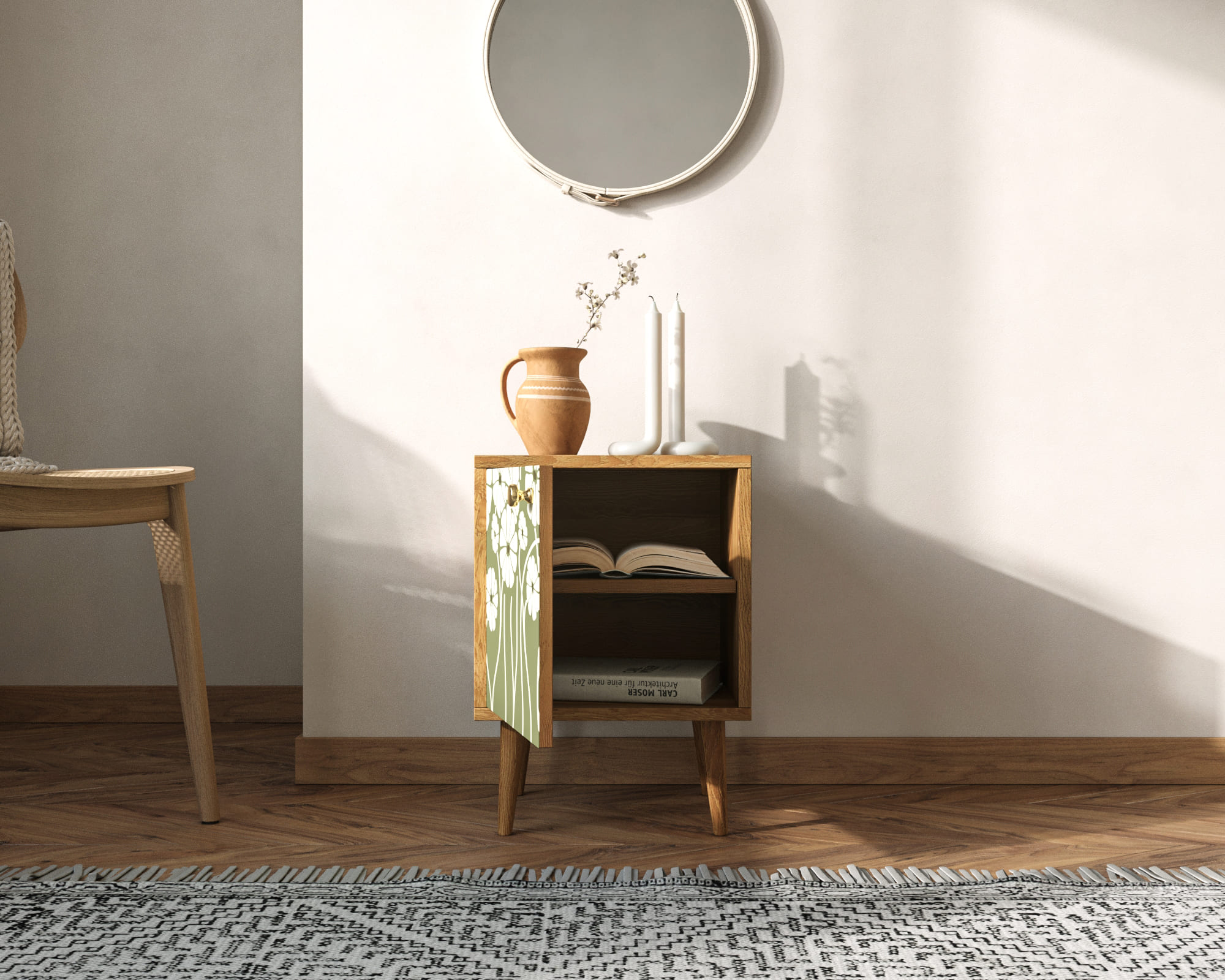 купить Тумбочка "Berber" с дверкой 53 принт арт BB21/Print_53, разноцветная