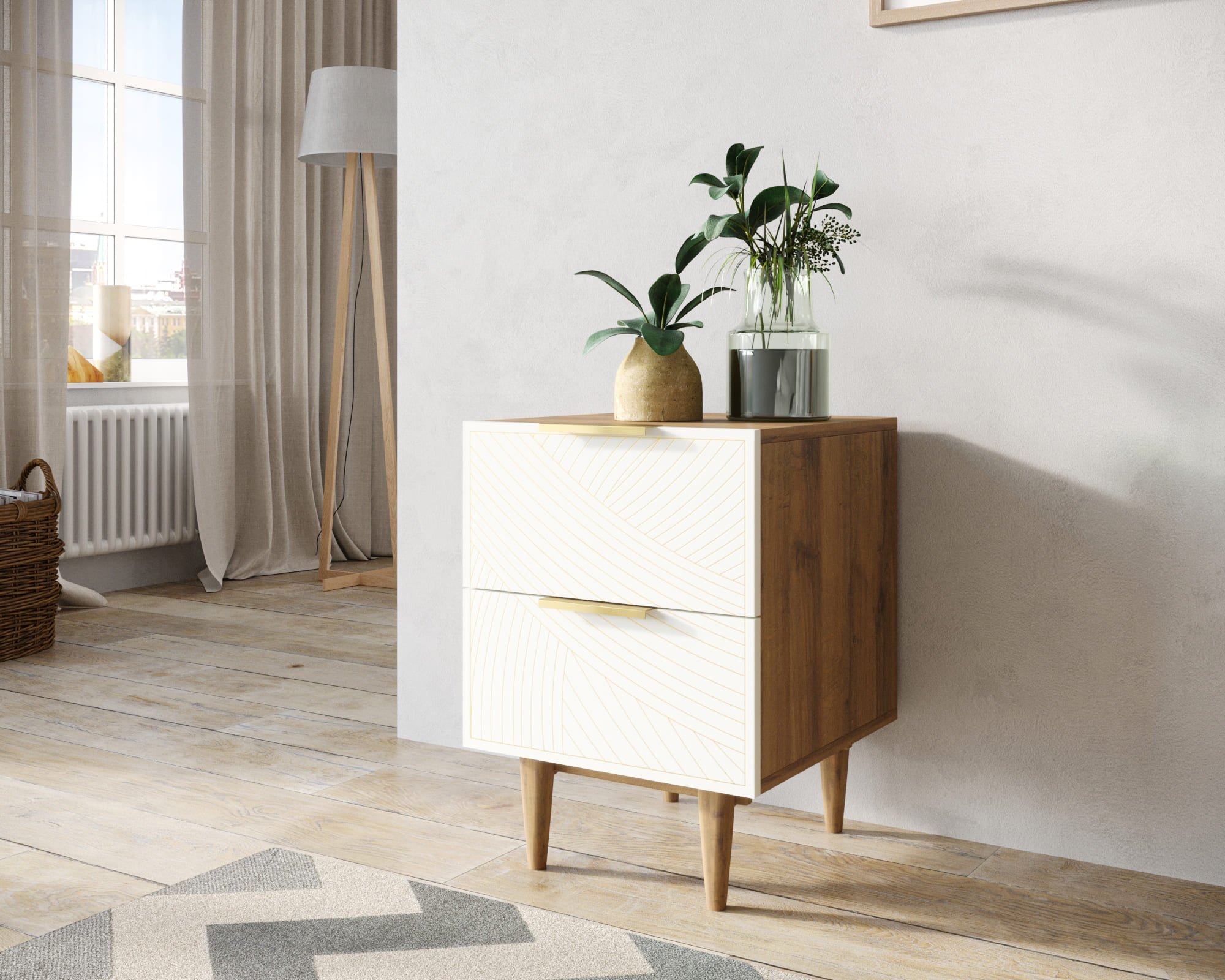 заказать Тумбочка с двумя ящиками "Line" LN07/GR1/beige в Москве заказать Тумбочка с двумя ящиками "Line" LN07/GR1/beige