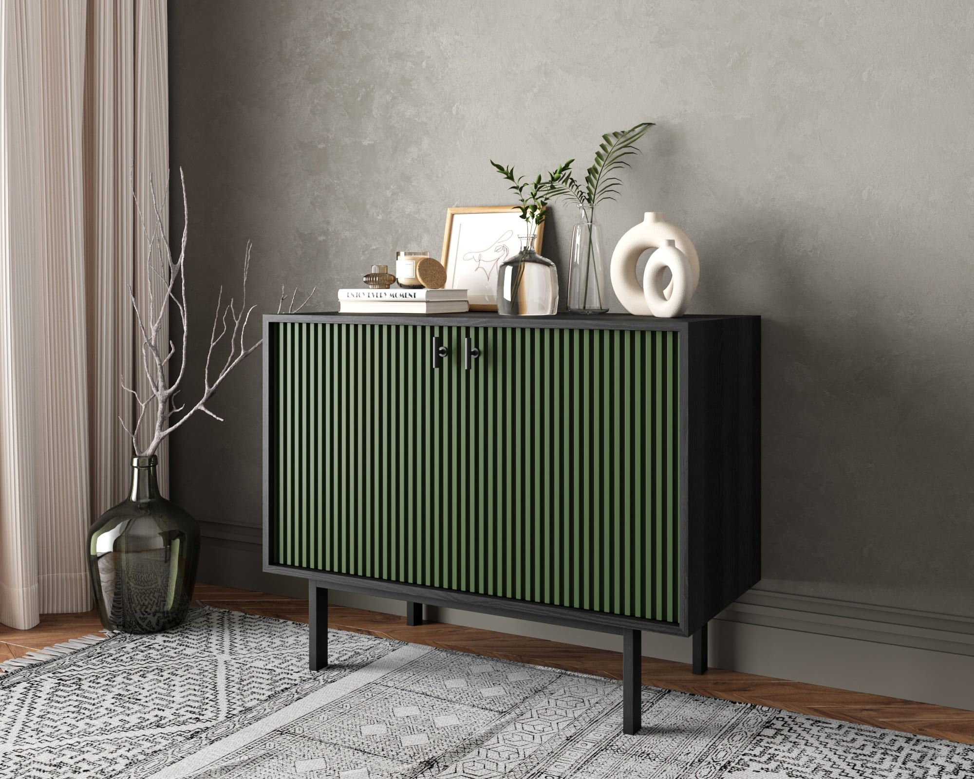 заказать Комод с двумя дверками "Emerson" арт EM02/green/L