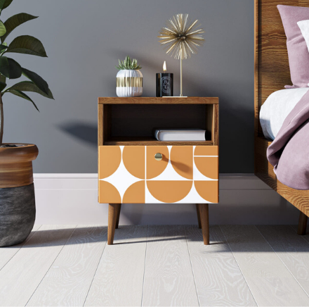 Тумбочка "Berber" с одним ящиком 14 принт арт BB06/Print_14, разноцветная