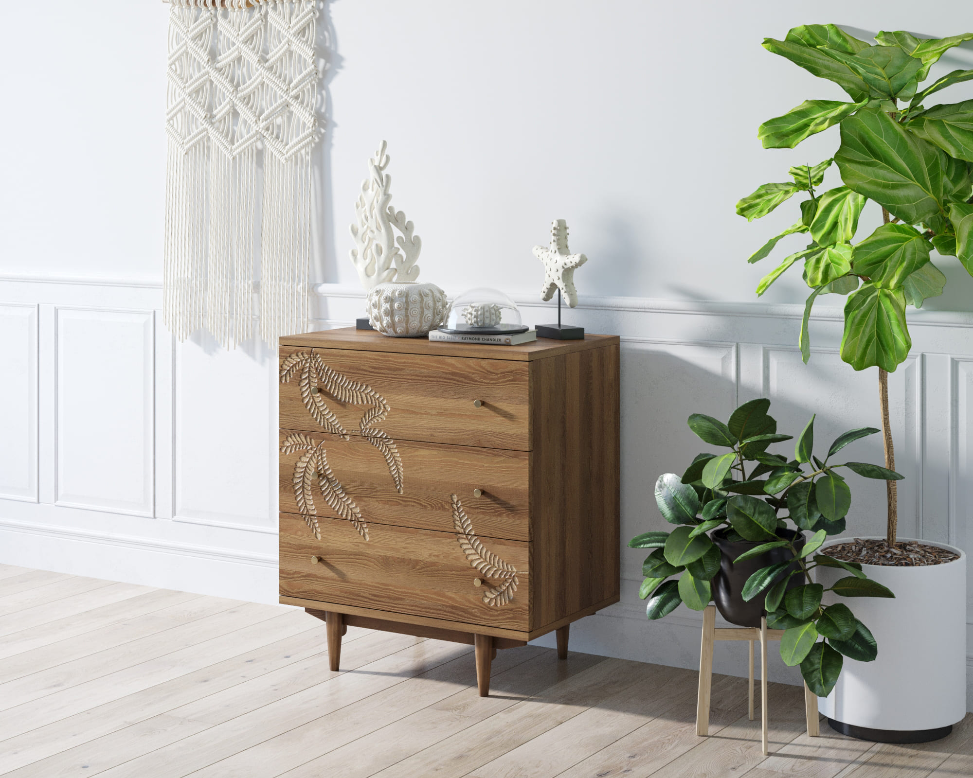 заказать Комод "Boho" 3 ящика с растением арт BH04 в Москве заказать Комод "Boho" 3 ящика с растением арт BH04