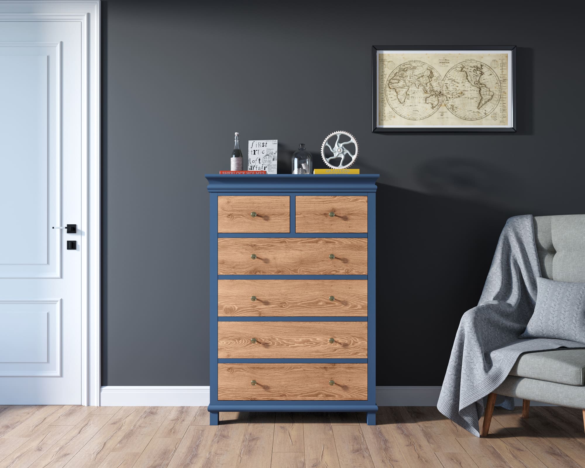 Комод "Jules Verne" высокий из ясеня арт JV35ETGBY в интернет-магазине в Москве Комод "Jules Verne" высокий из ясеня арт JV35ETGBY в интернет-магазине