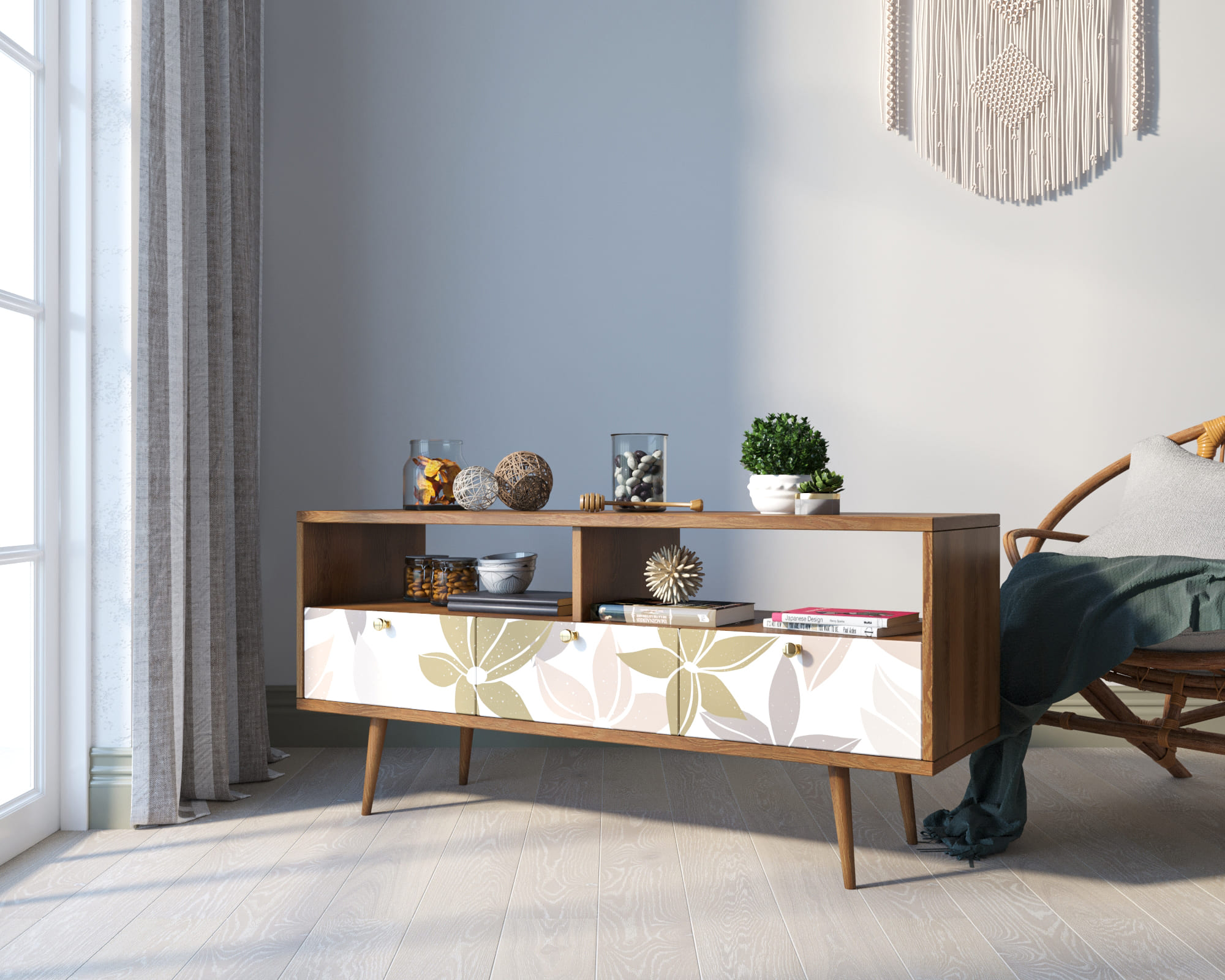 заказать Консоль "Berber" с тремя ящиками принт 27 арт BB23/Print_27