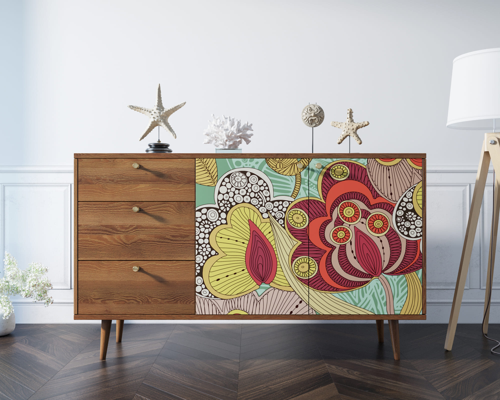 Комод "Berber" с двумя дверками и ящиками 6 принт арт BB05/Print_06 в интернет-магазине в Москве Комод "Berber" с двумя дверками и ящиками 6 принт арт BB05/Print_06 в интернет-магазине