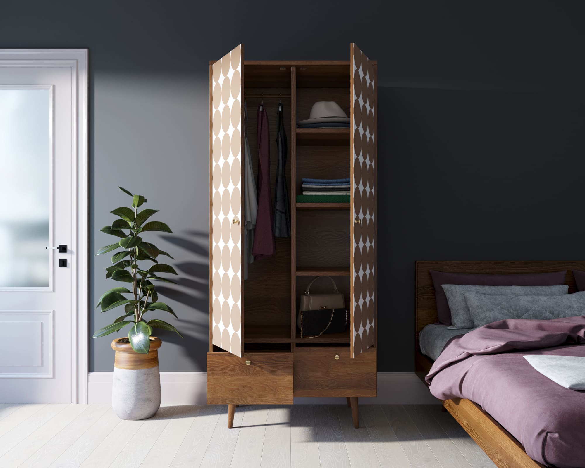 Шкаф двухстворчатый "Berber" принт 17 арт BB16/Print_17 в интернет-магазине