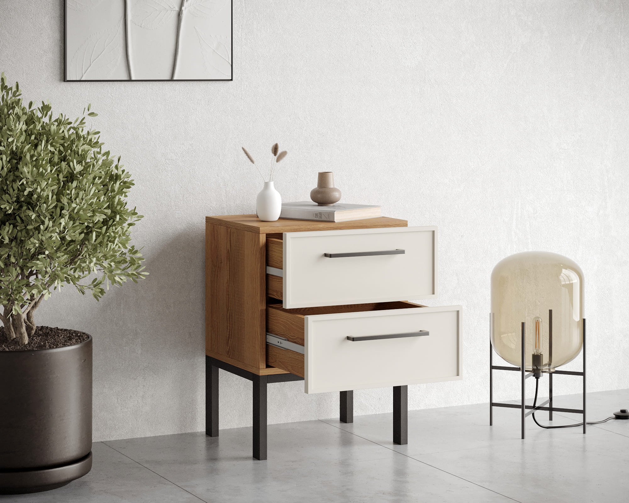 купить Тумбочка с двумя ящиками "Nicole" арт NEM16 Белый в Москве купить Тумбочка с двумя ящиками "Nicole" арт NEM16 Белый