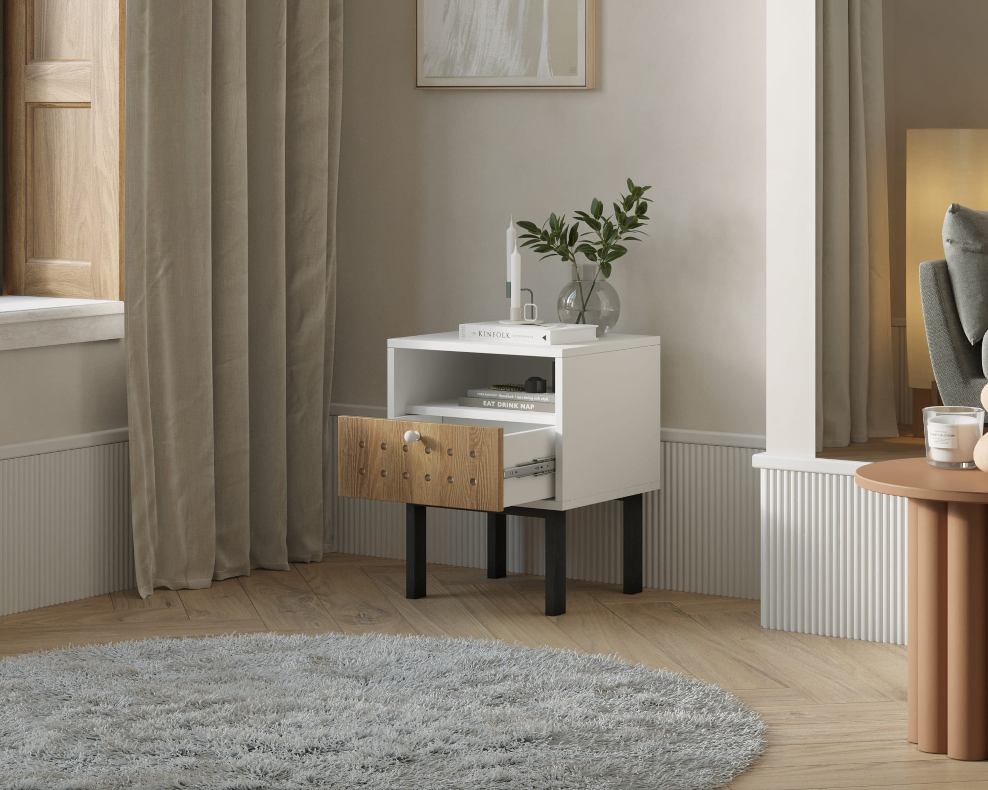 купить Тумбочка с ящиком KOTO арт KT01 Белый