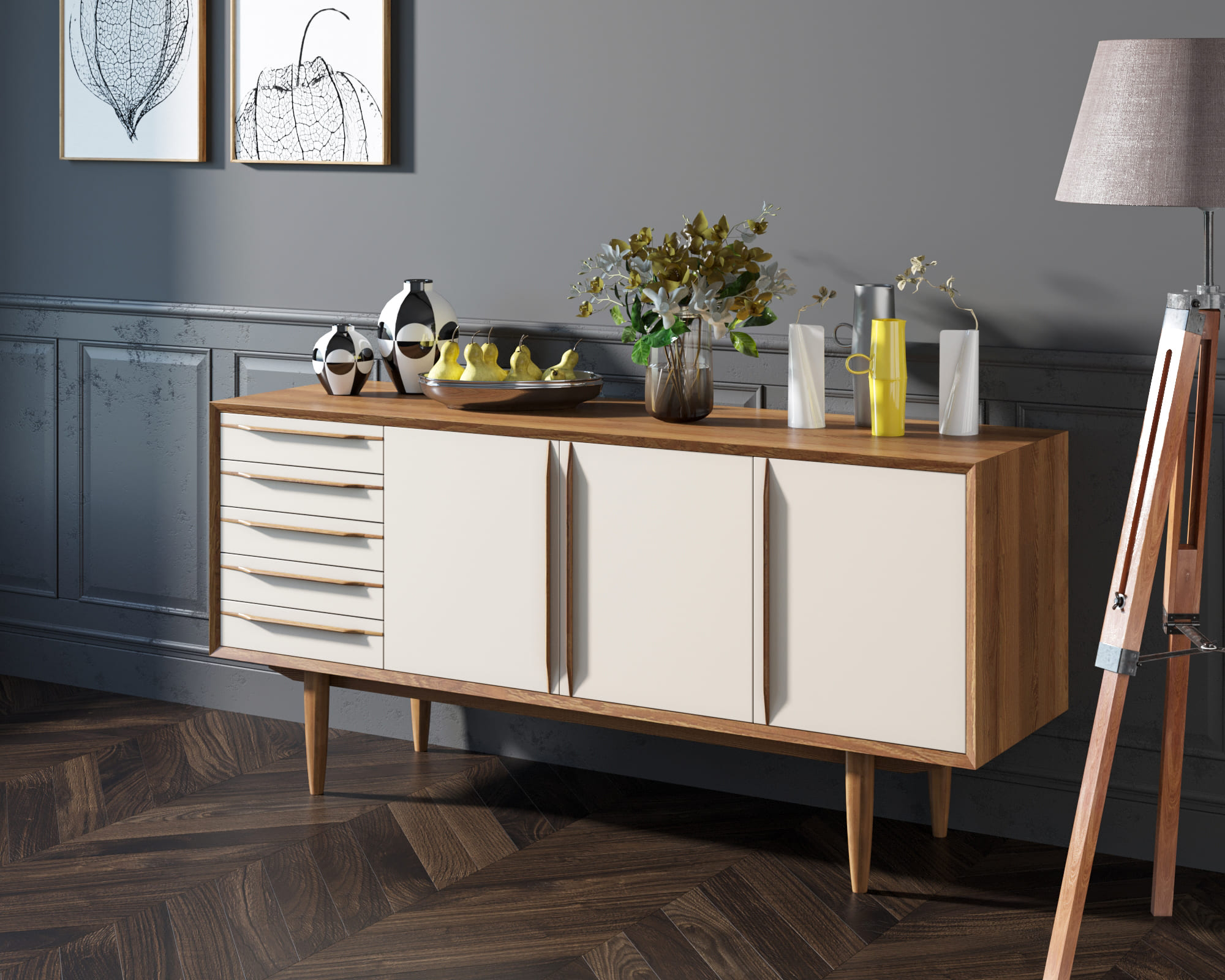 заказать Комод "Bruni white" три дверки арт BR04WH в Москве заказать Комод "Bruni white" три дверки арт BR04WH