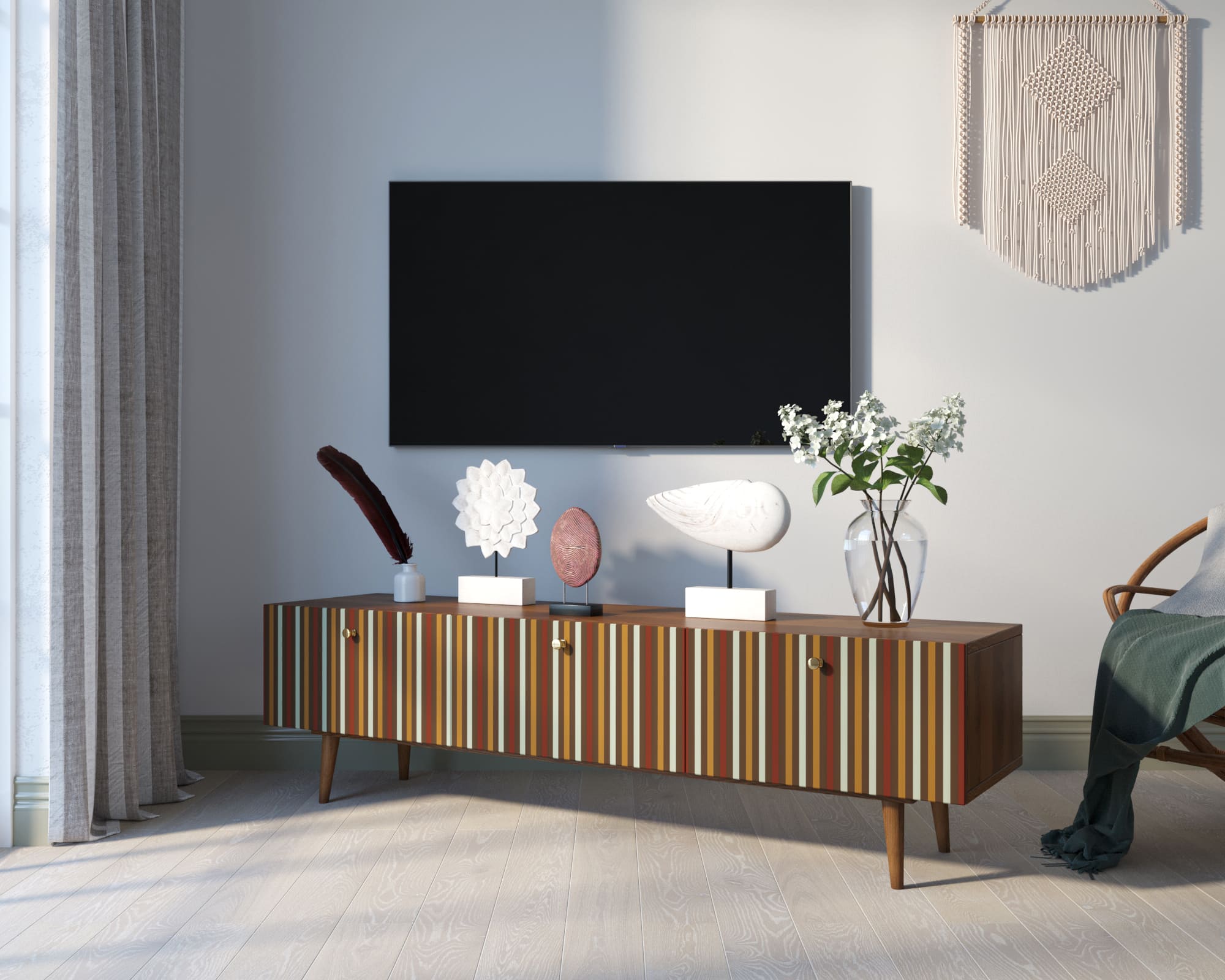 фото Комод "Berber" с ящиками низкий под TV принт 20 арт BB19/Print_20