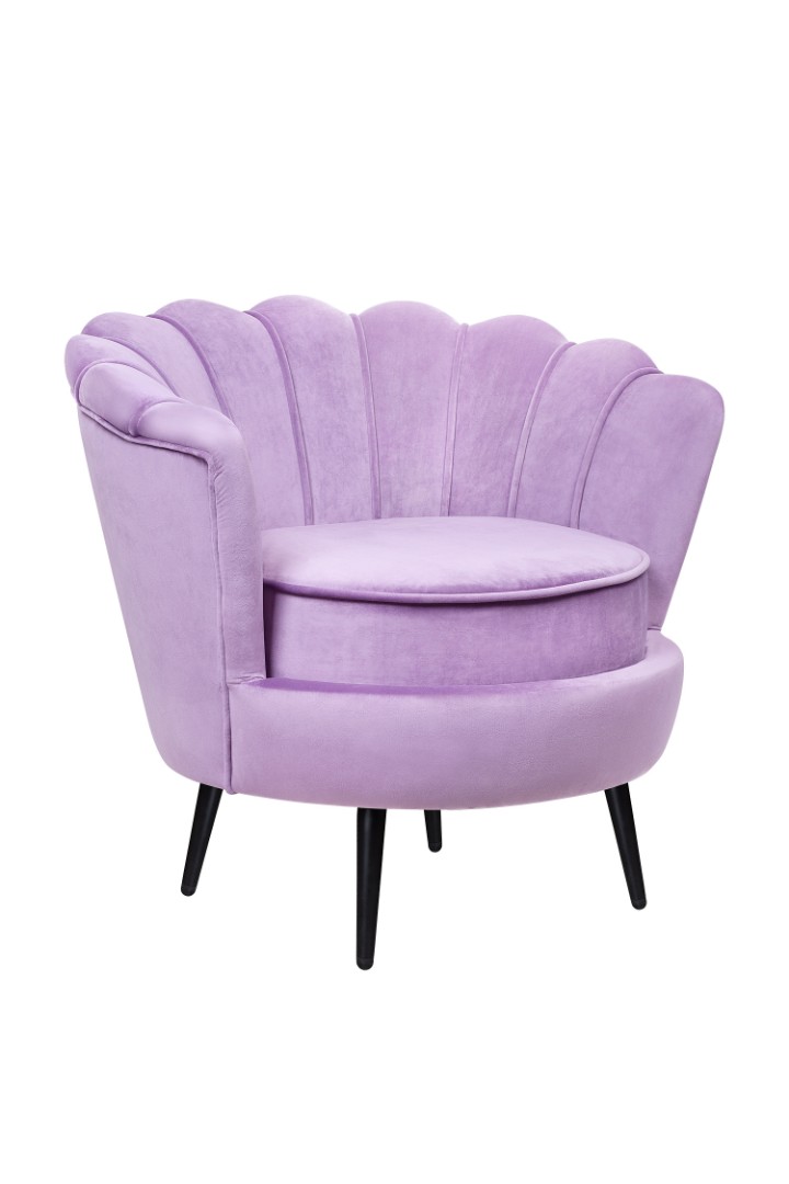 купить Низкое кресло ракушка Pearl Purple на черных ножках