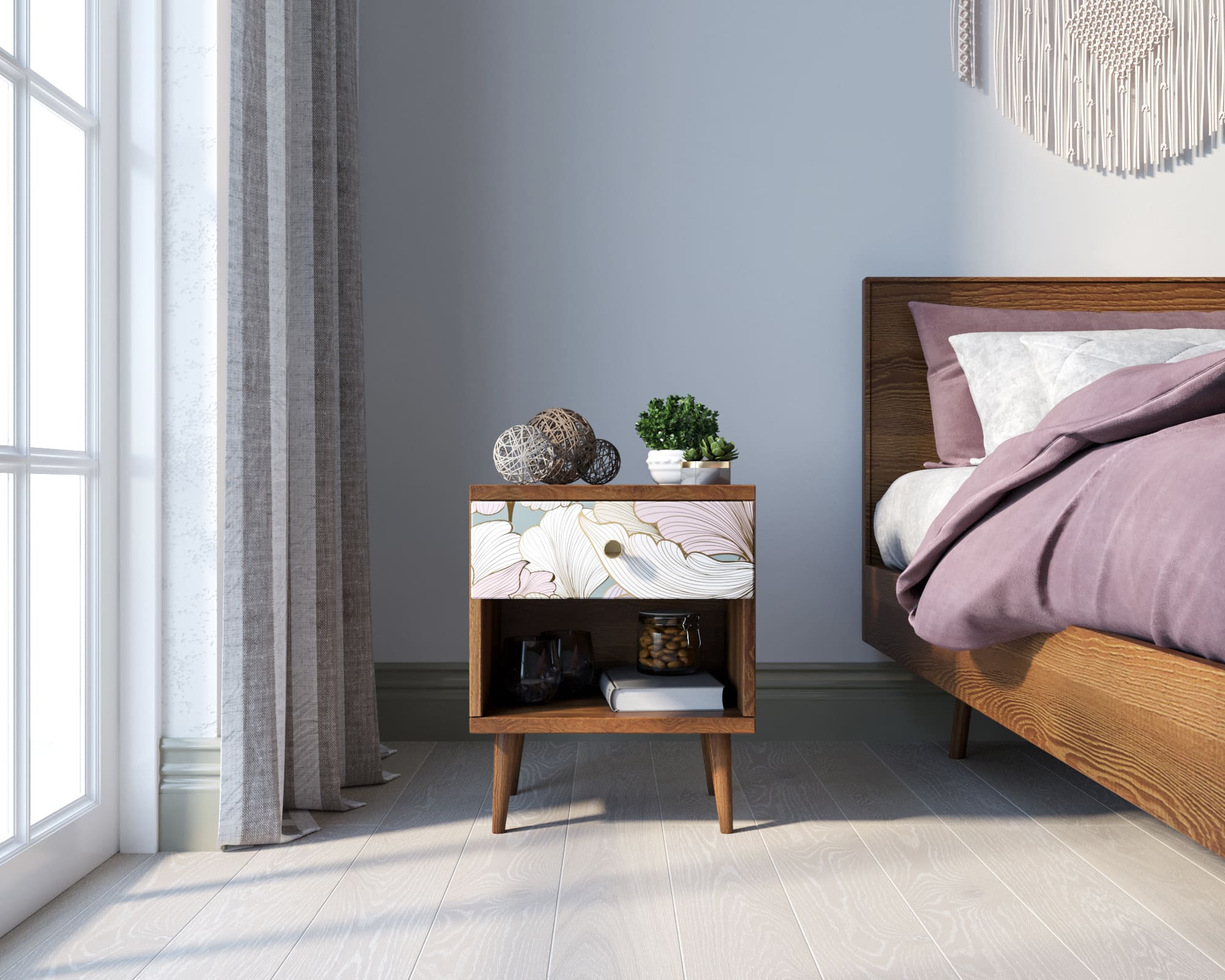 купить Тумбочка "Berber" с открытой полкой 31 принт арт BB33/Print_31, разноцветная