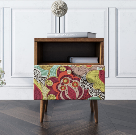 купить Тумбочка "Berber" с одним ящиком 6 принт арт BB06/Print_06, разноцветная