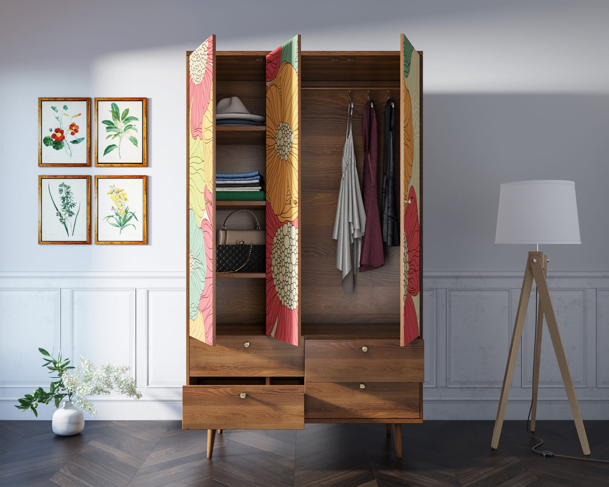 Шкаф трехстворчатый "Berber" принт 5 арт BB02/Print_05 в интернет-магазине