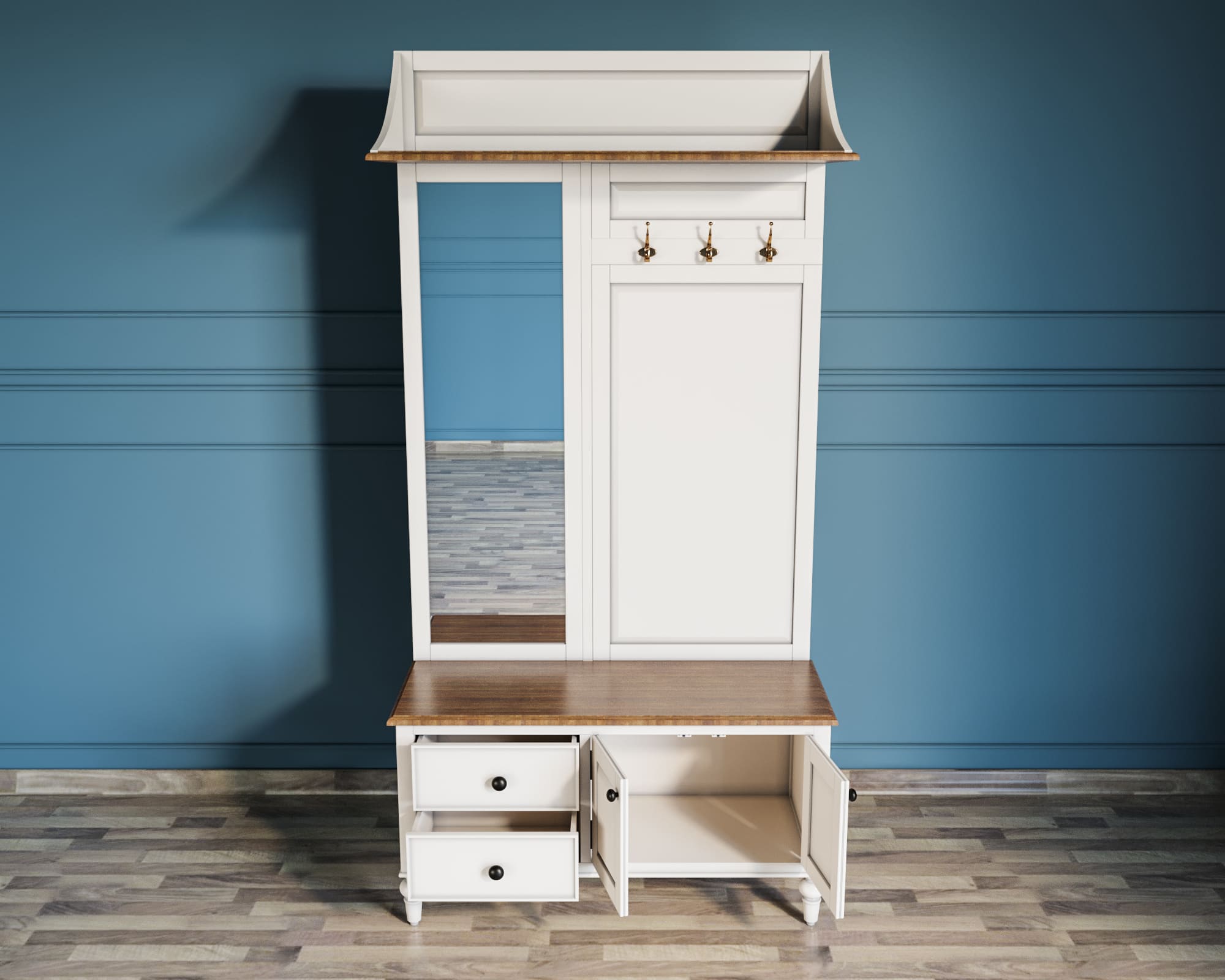 купить Белая прихожая "Odri" с полкой в стиле прованс арт od2125 в Москве купить Белая прихожая "Odri" с полкой в стиле прованс арт od2125