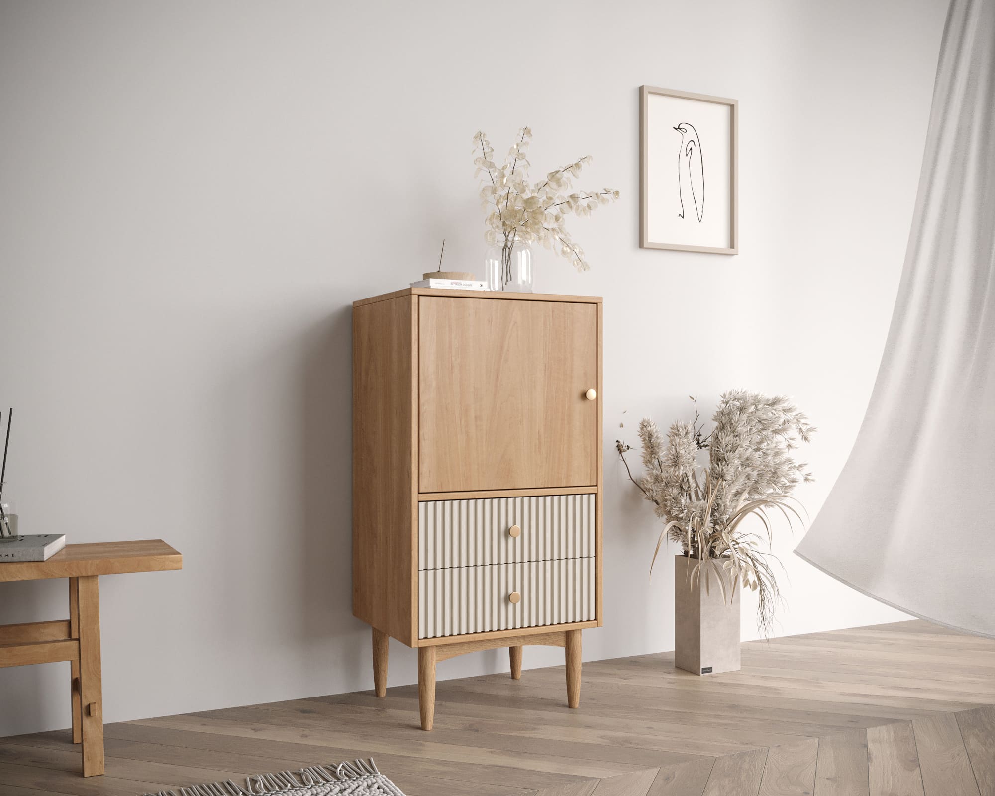 заказать Высокая тумба Bubble Solid с двумя ящиками арт BBL11S, цвет - орех в Москве заказать Высокая тумба Bubble Solid с двумя ящиками арт BBL11S, цвет - орех