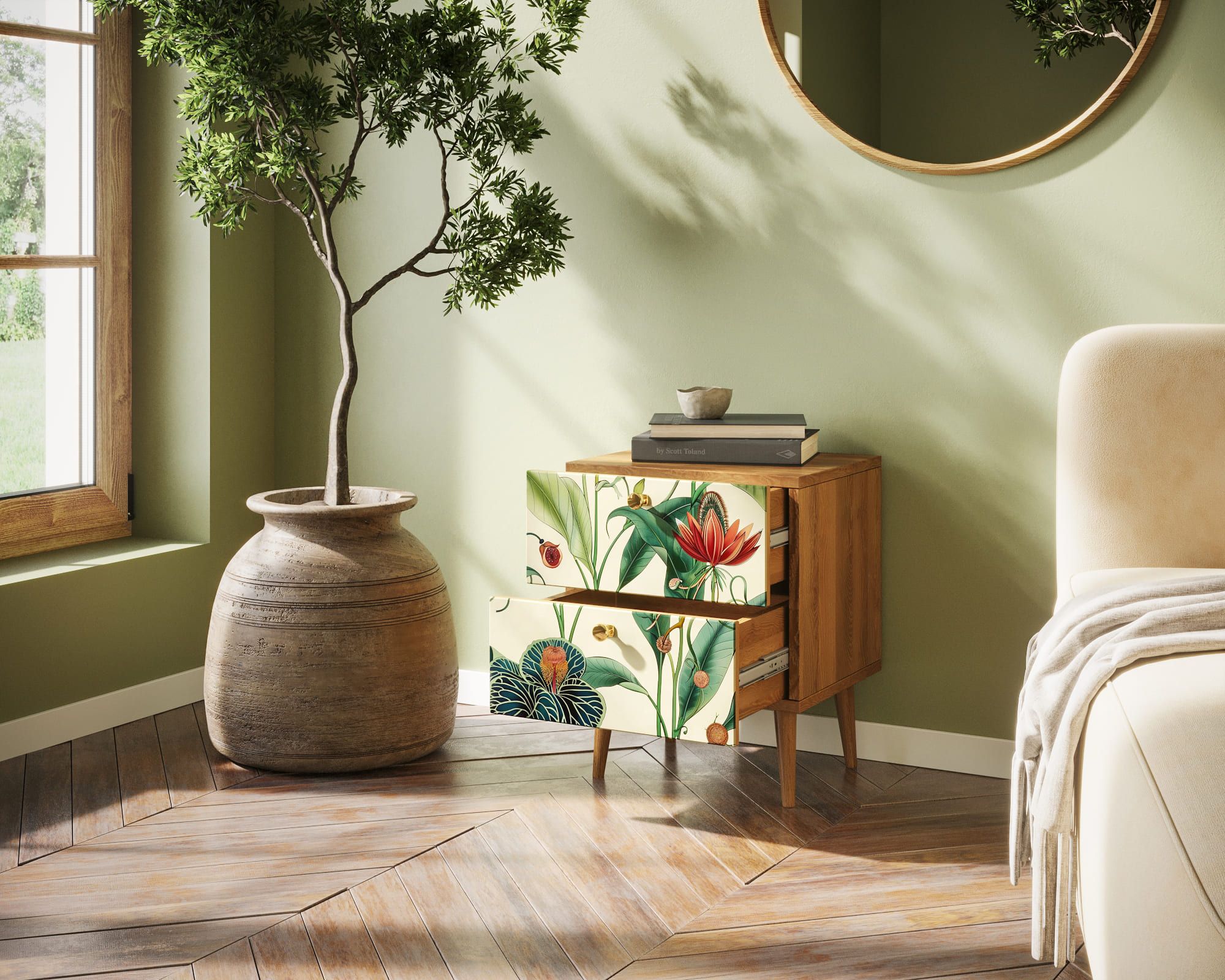 купить Тумбочка "Berber" с двумя ящиками арт BB03/Print_55