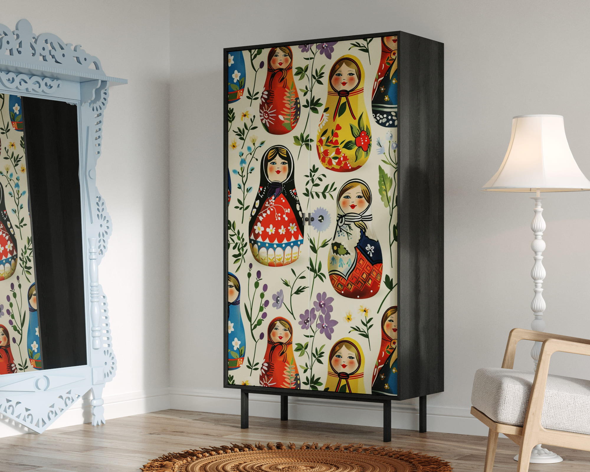 заказать Шкаф двухдверный "Emerson" Матрешки арт EM091/Art04 в Москве заказать Шкаф двухдверный "Emerson" Матрешки арт EM091/Art04