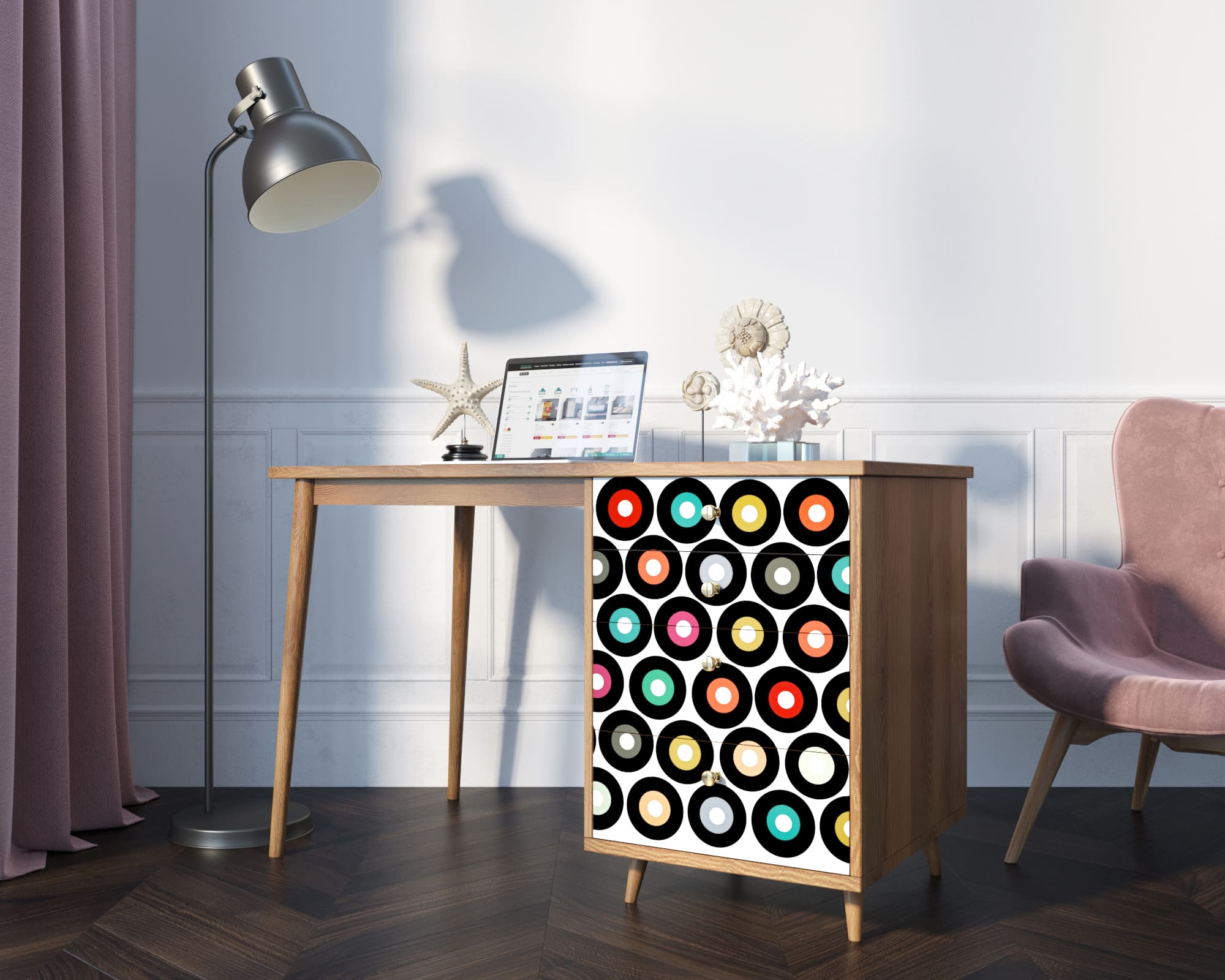 заказать Стол рабочий "Berber" принт 37 с одной тумбой арт BB31/Print_37