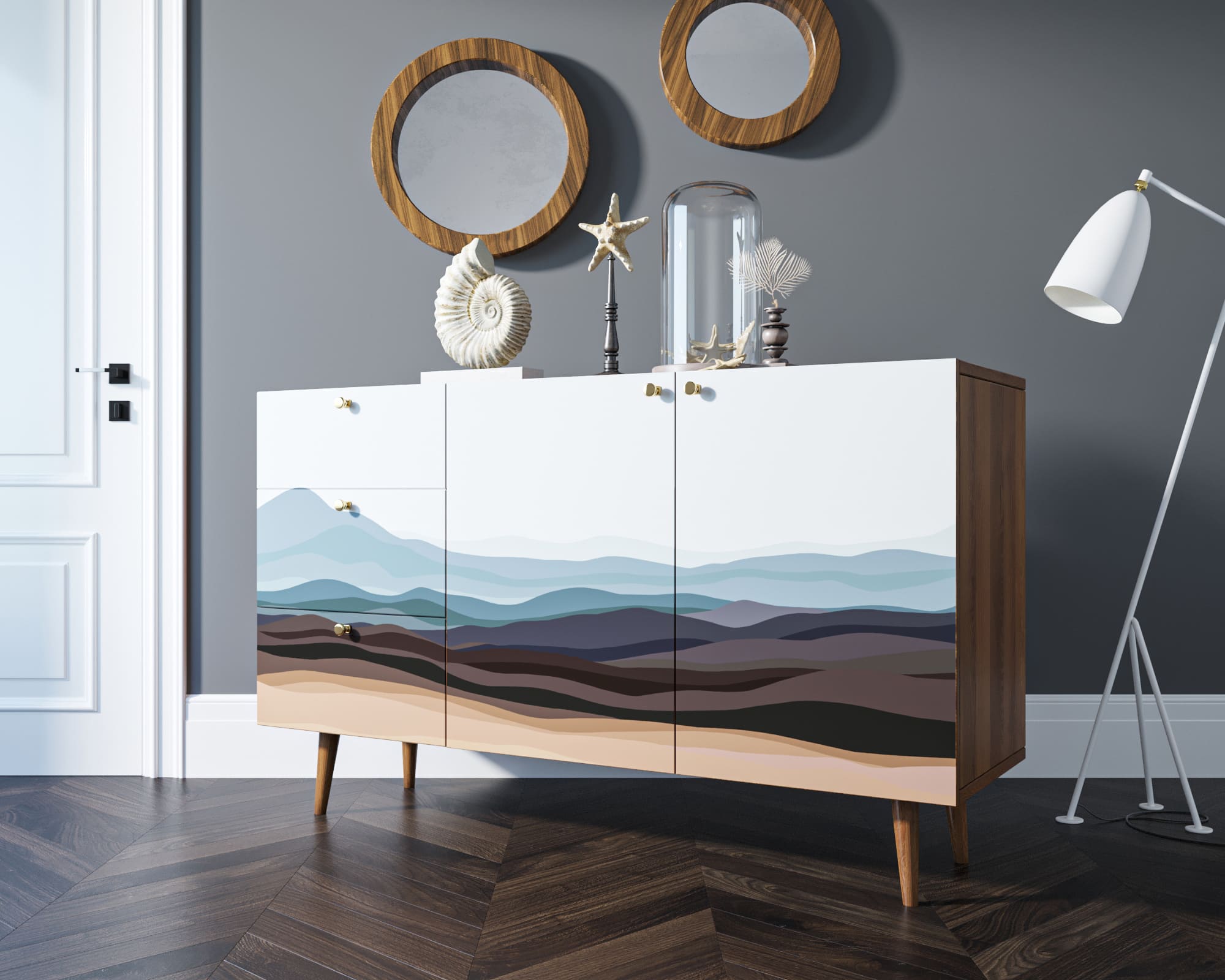 фото Комод "Berber" с двумя дверками и ящиками принт 11 арт BB17/Print_11