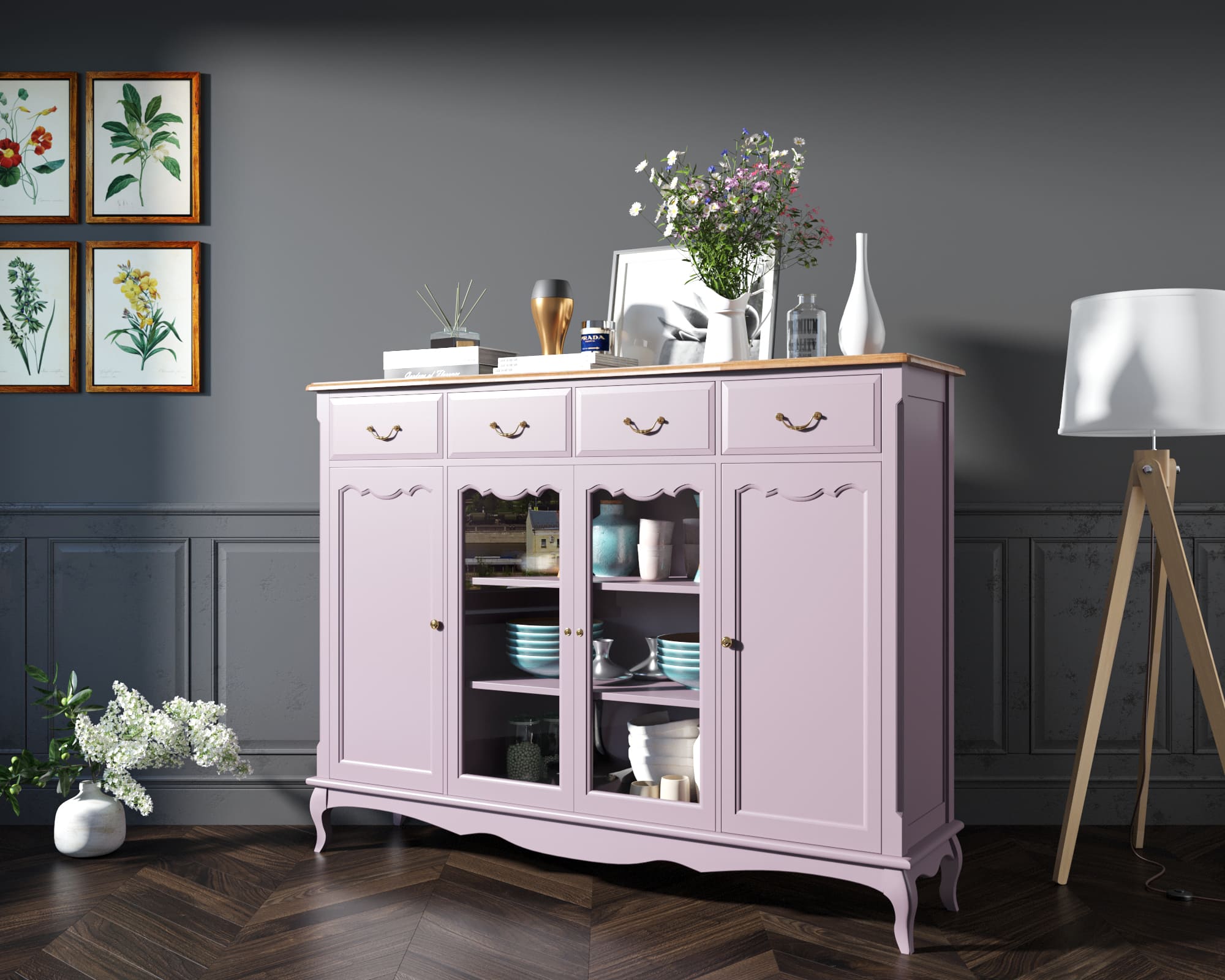 фото Комод-витрина Leontina Lavanda арт ST9363L в Москве фото Комод-витрина Leontina Lavanda арт ST9363L