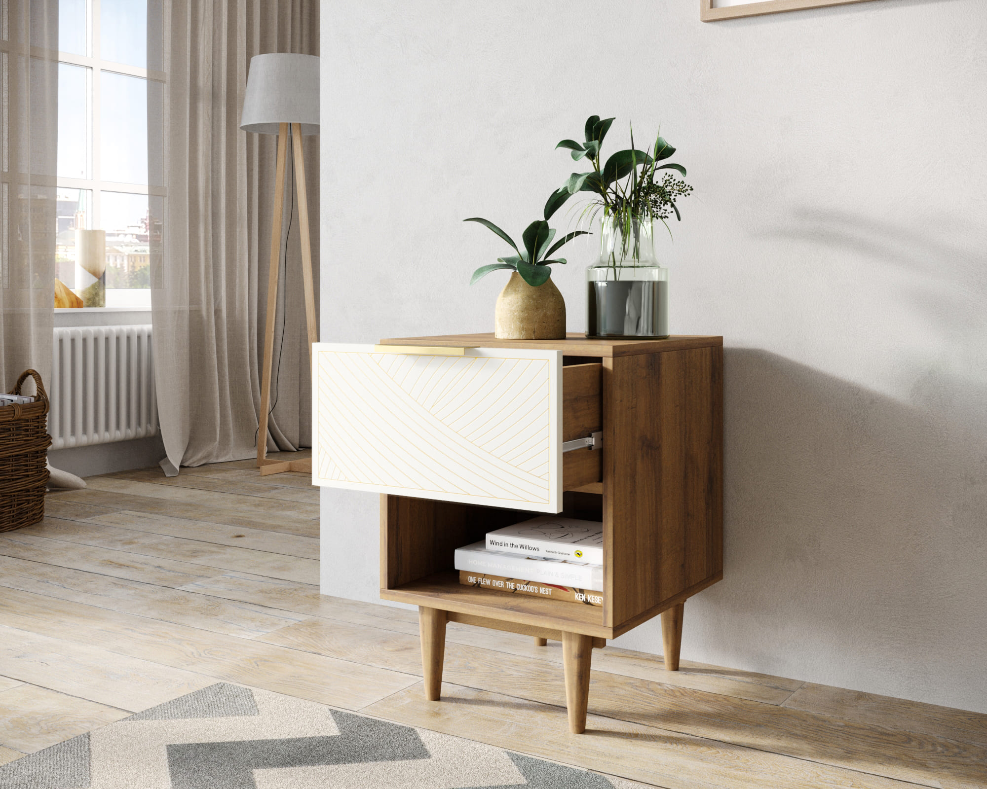 купить Тумбочка с верхним ящиком "Line" LN10/GR1/beige