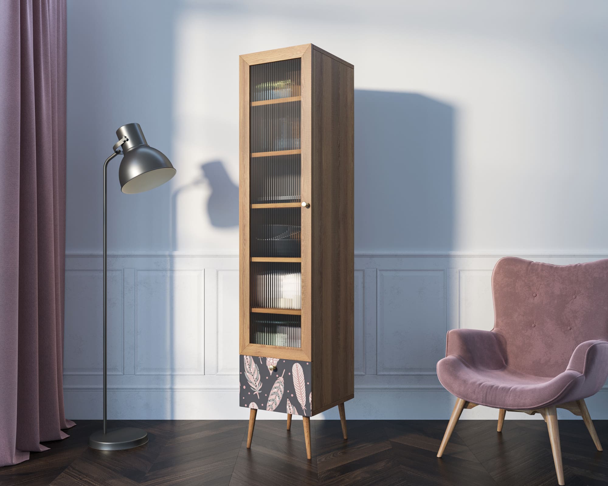 заказать Буфет "Berber" одностворчатый с ящиком принт 40 арт BB48/Print_40