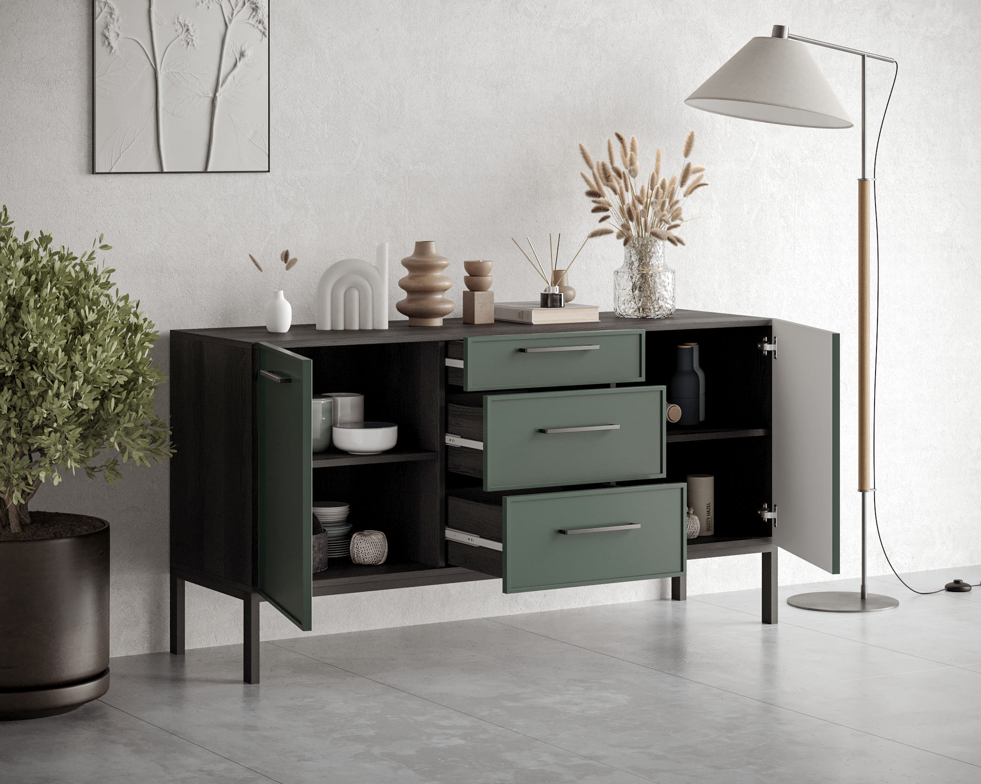 купить Комод две дверки и три ящика "Nicole" арт NEM08G