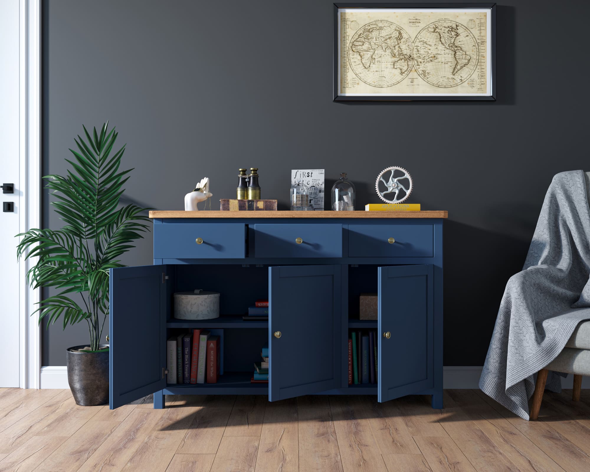 купить Комод "Jules Verne" 3 ящика 3 дверки арт JV38ETGB