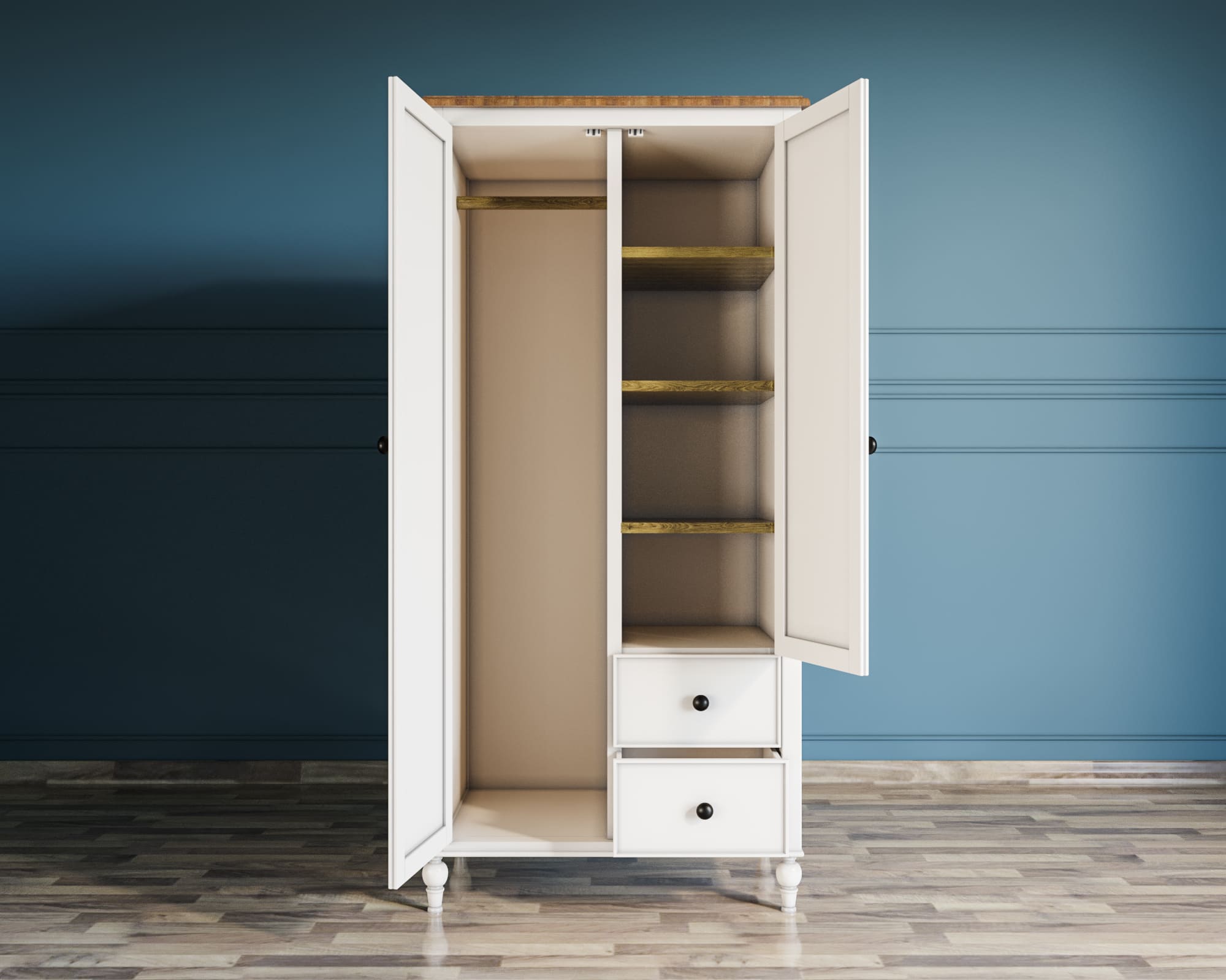 купить Шкаф двухстворчатый "Odri" с двумя ящиками арт od2127S в Москве купить Шкаф двухстворчатый "Odri" с двумя ящиками арт od2127S