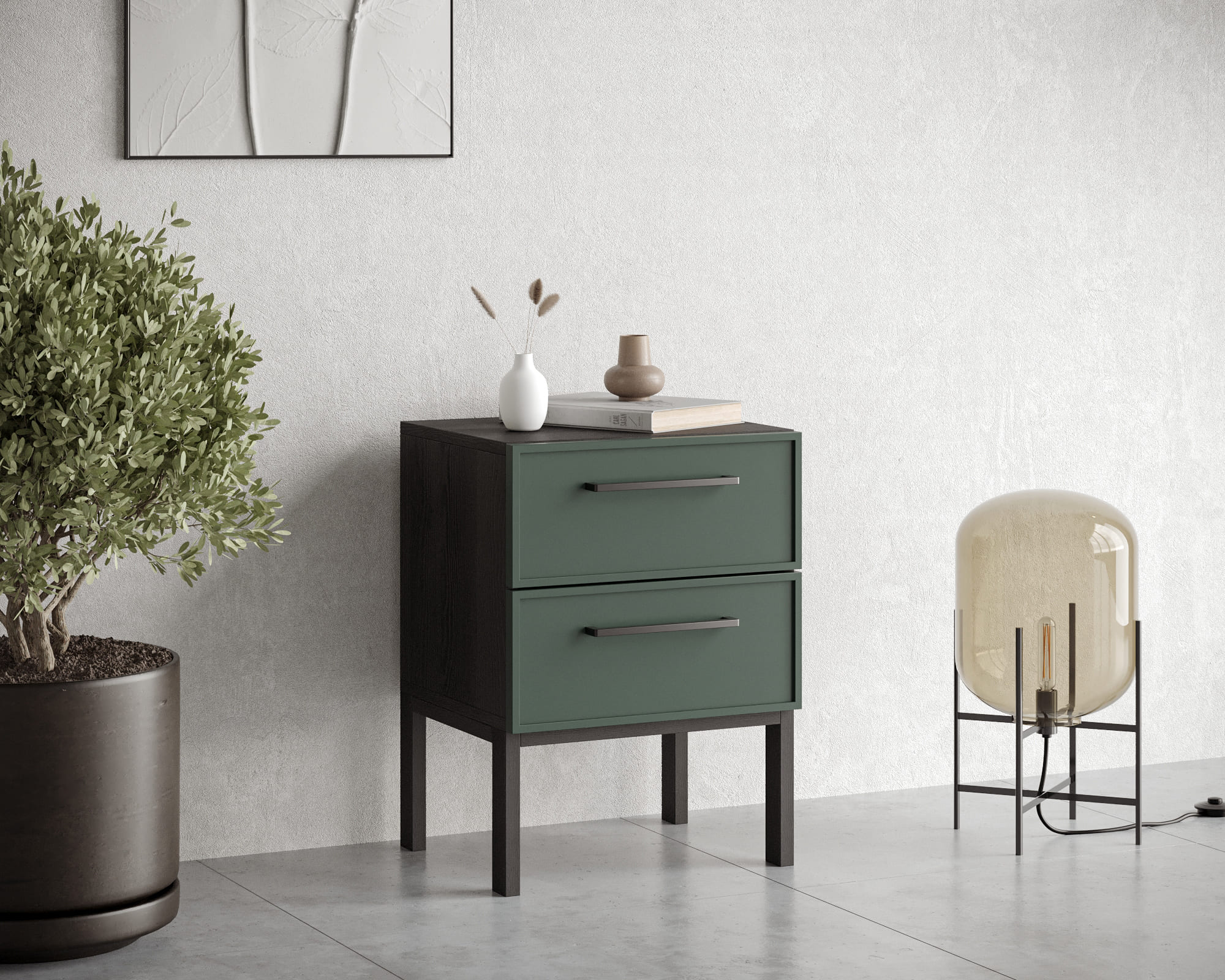 заказать Тумбочка с двумя ящиками "Nicole" арт NEM16G Зеленый