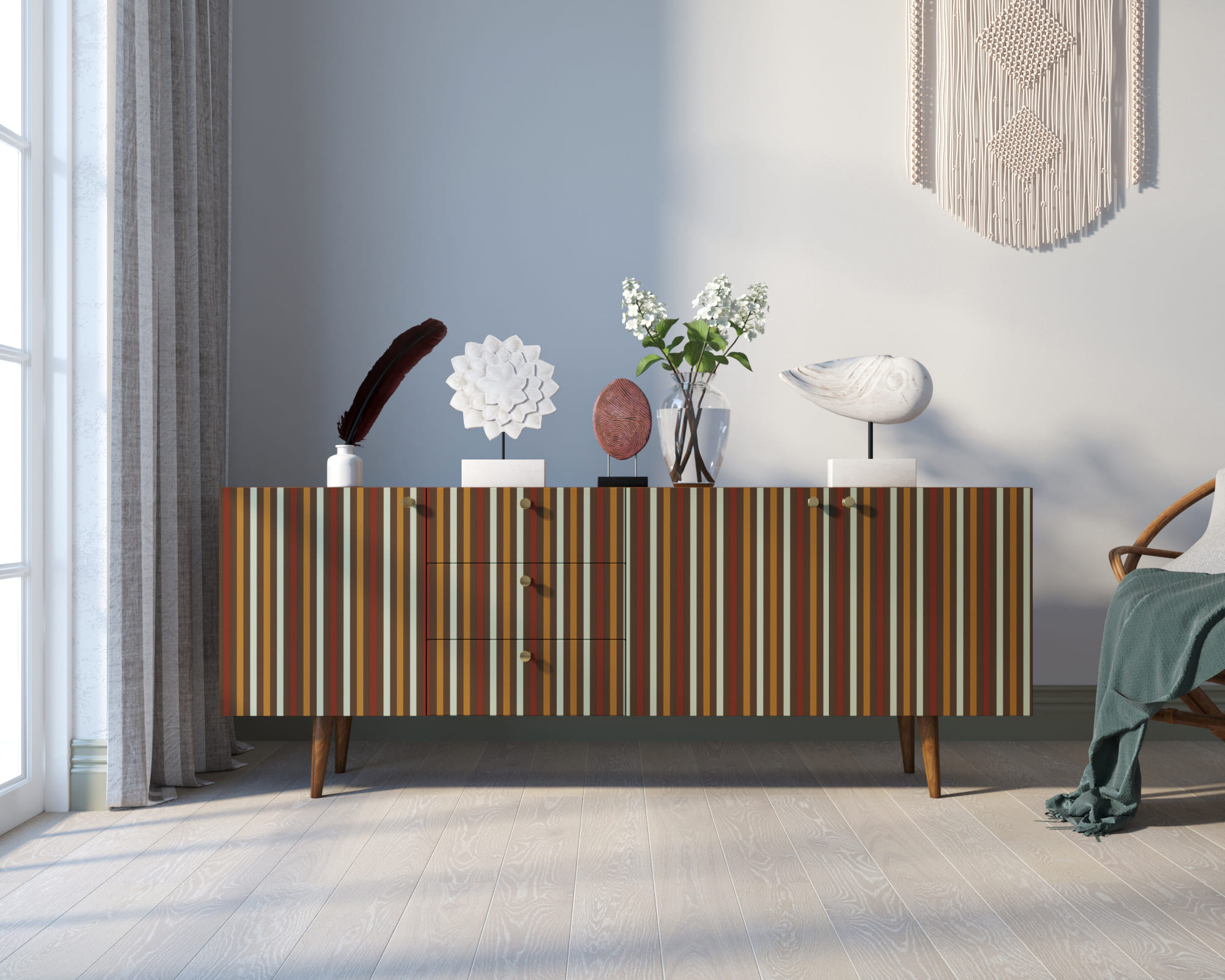 Комод "Berber" удлиненный принт 20 арт BB11/Print_20 в интерьере