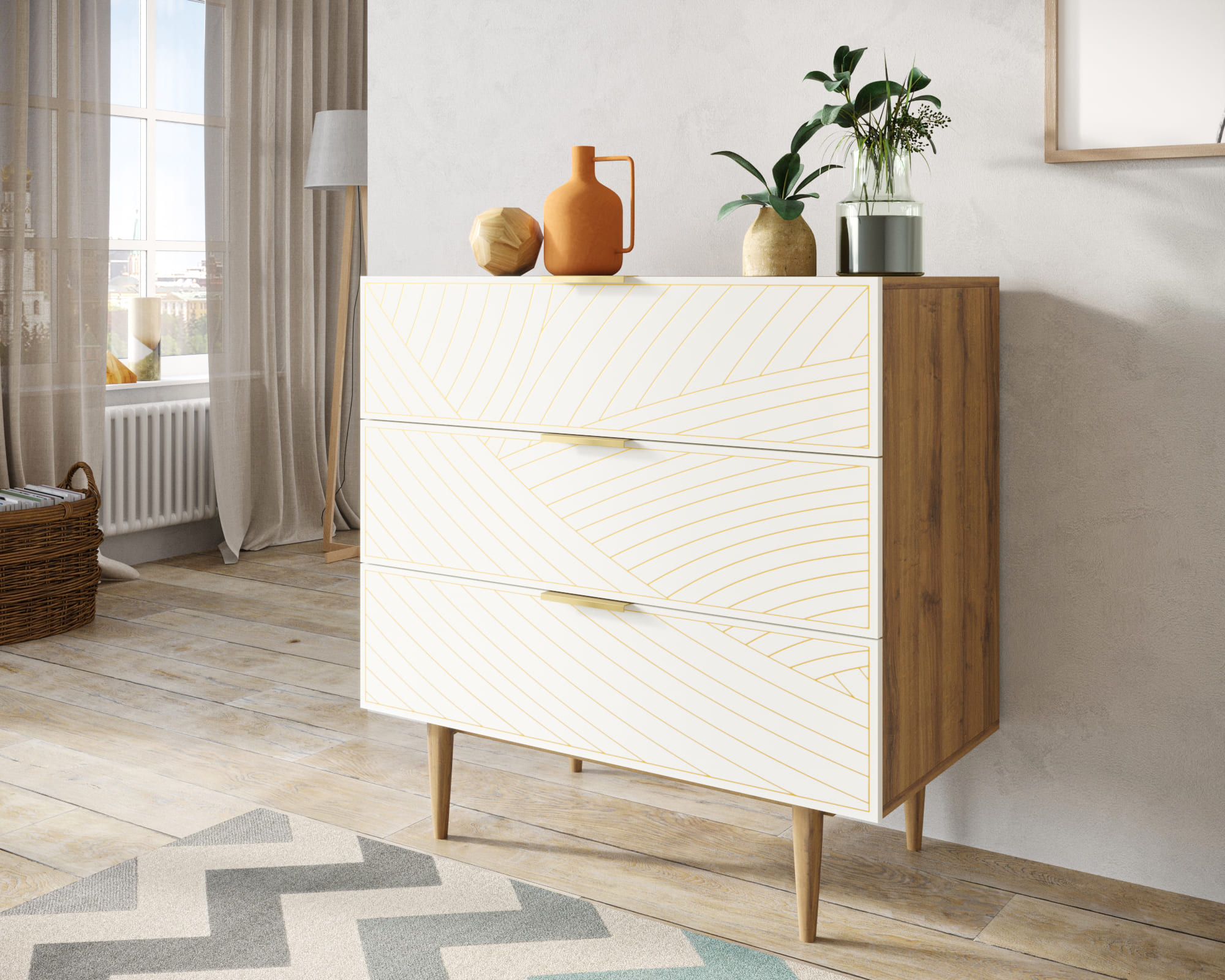 заказать Комод с тремя ящиками "Line" LN12/GR1/beige