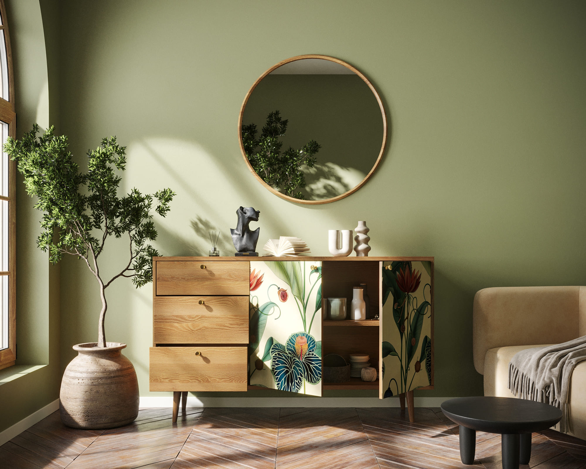 купить Комод "Berber" с двумя дверками и ящиками арт BB05/Print_55