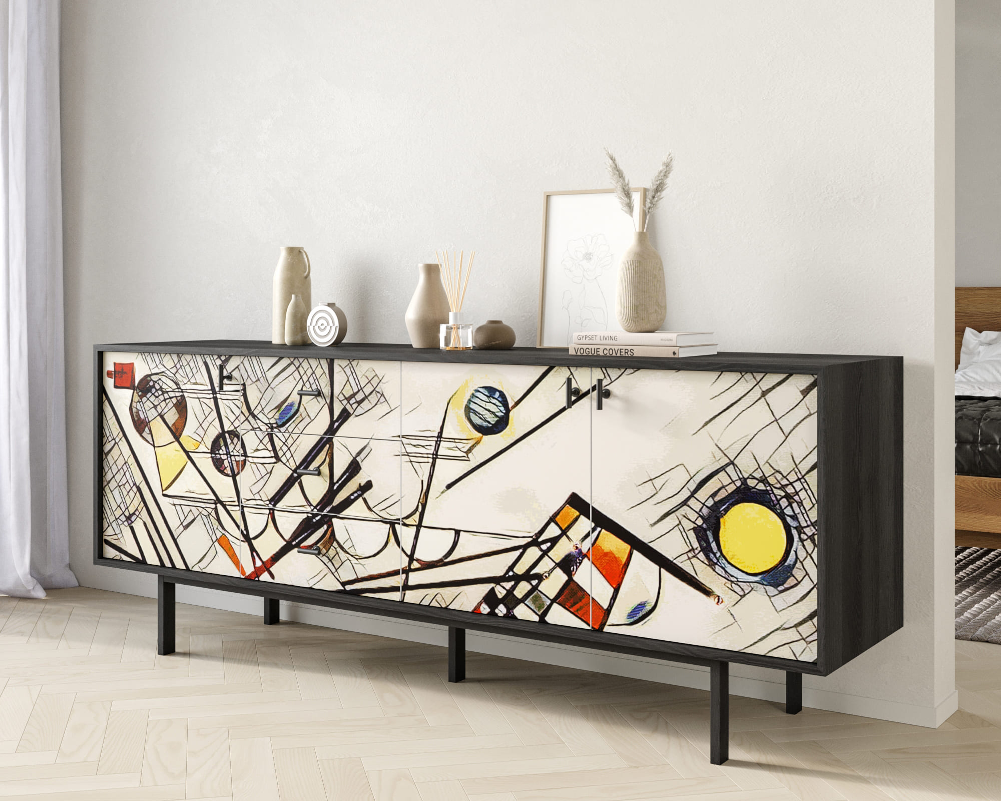 заказать Комод с тремя дверками и тремя ящиками "Emerson" by Kandinsky арт EM07/Print_01 в Москве заказать Комод с тремя дверками и тремя ящиками "Emerson" by Kandinsky арт EM07/Print_01