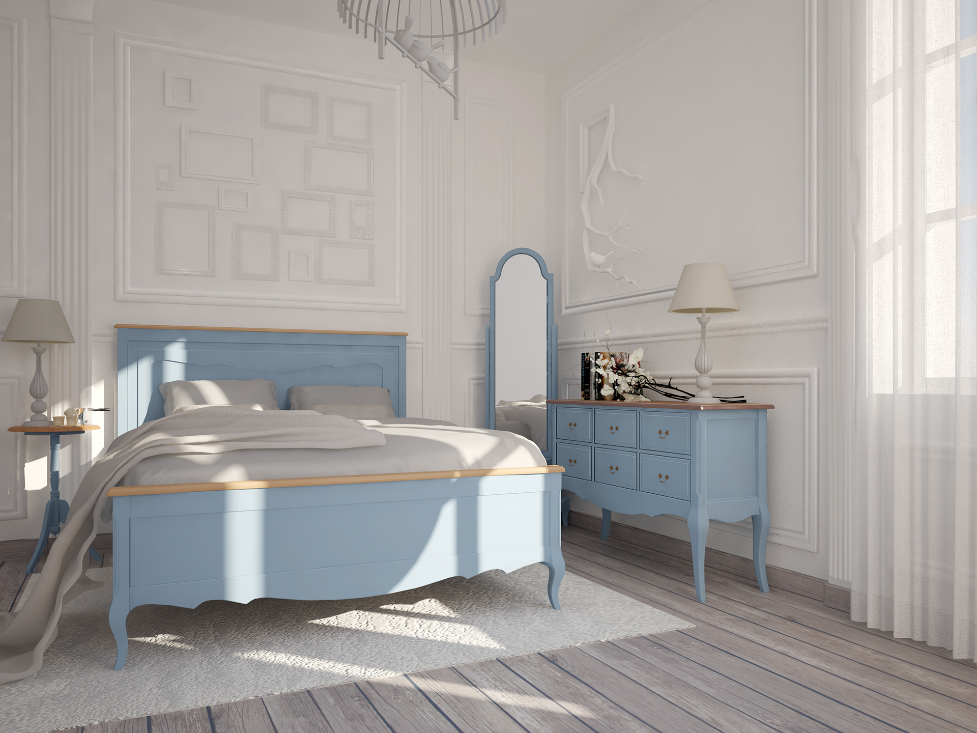 Комплект спальни "Leontina" в голубом цвете арт 0004