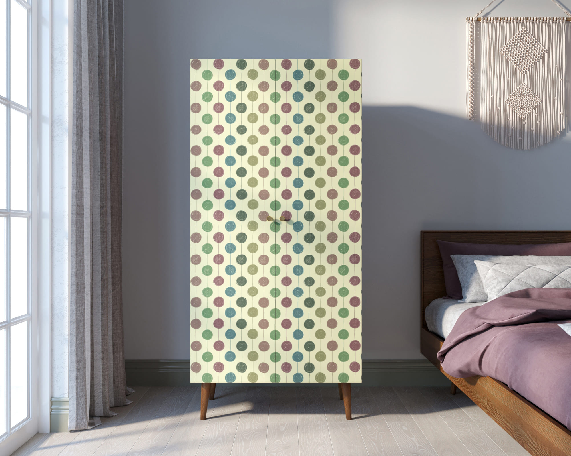 Шкаф малый двухстворчатый "Berber" принт 24 арт BB08/Print_24 в интерьере