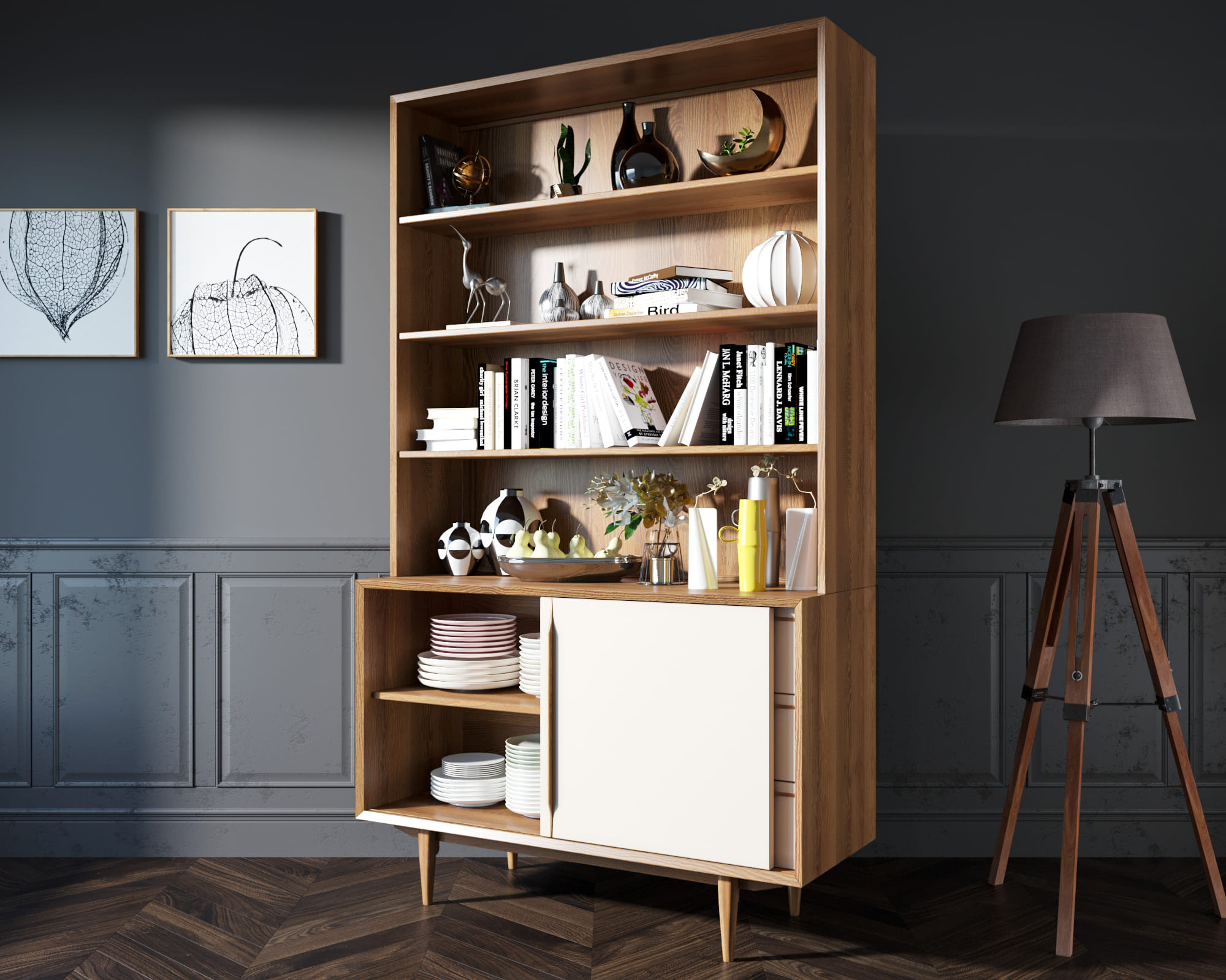 Стеллаж "Bruni White" с дверками арт BR-01WH в интернет-магазине